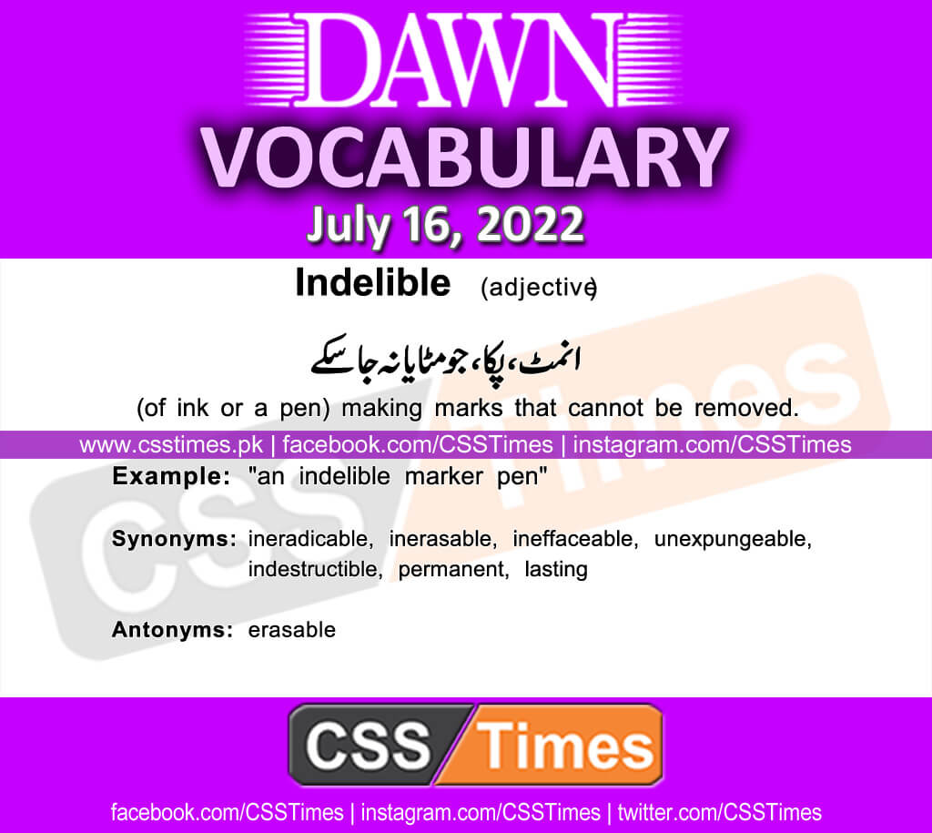 Daily DAWN News Vocabulary with Urdu Meaning (16 July 2022)