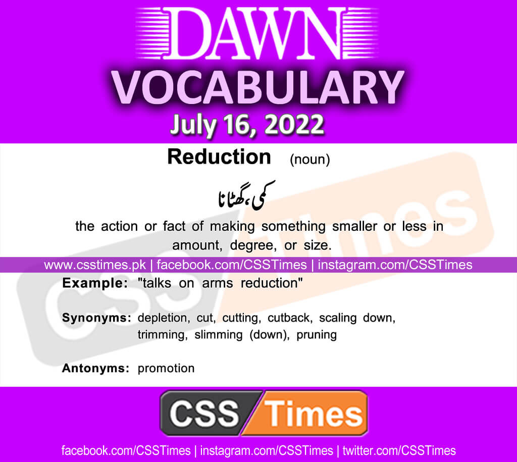 Daily DAWN News Vocabulary with Urdu Meaning (16 July 2022)