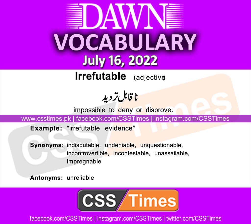 Daily DAWN News Vocabulary with Urdu Meaning (16 July 2022)