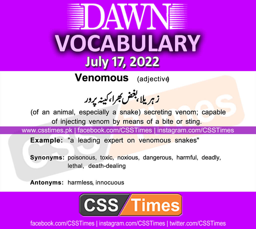 Daily DAWN News Vocabulary with Urdu Meaning (17 July 2022)