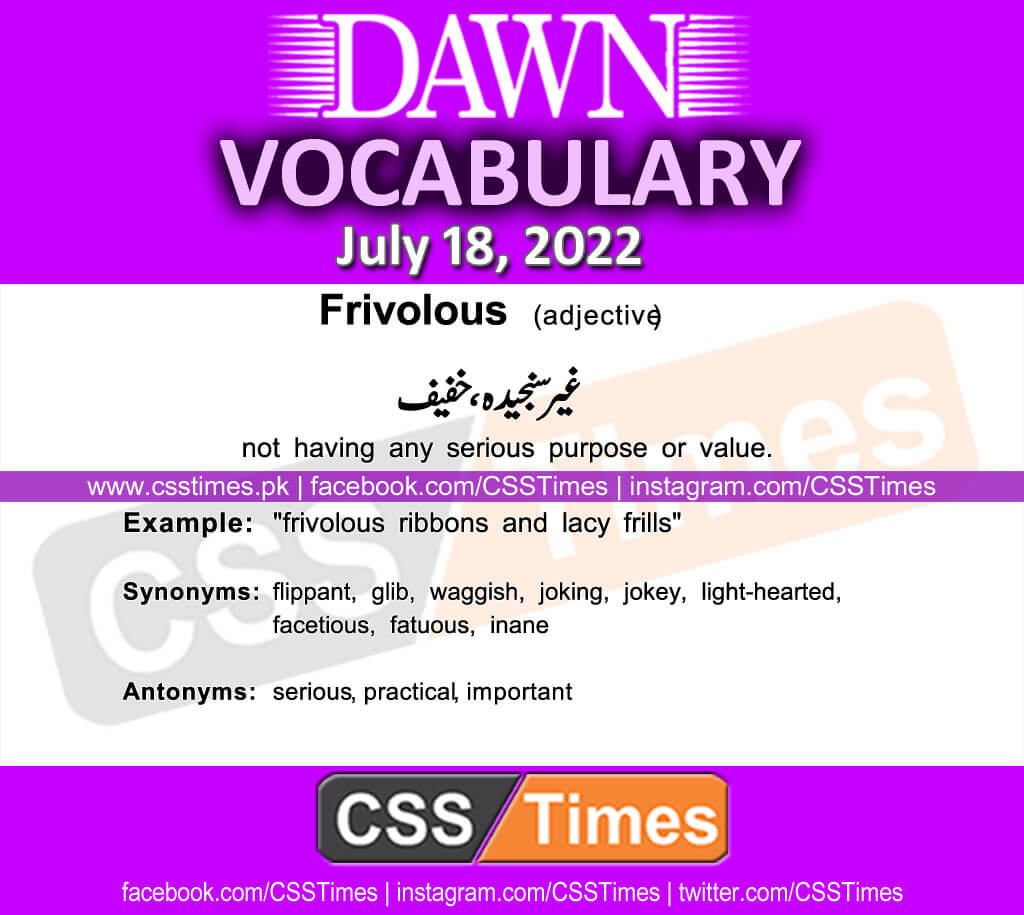 Daily DAWN News Vocabulary with Urdu Meaning (18 July 2022)