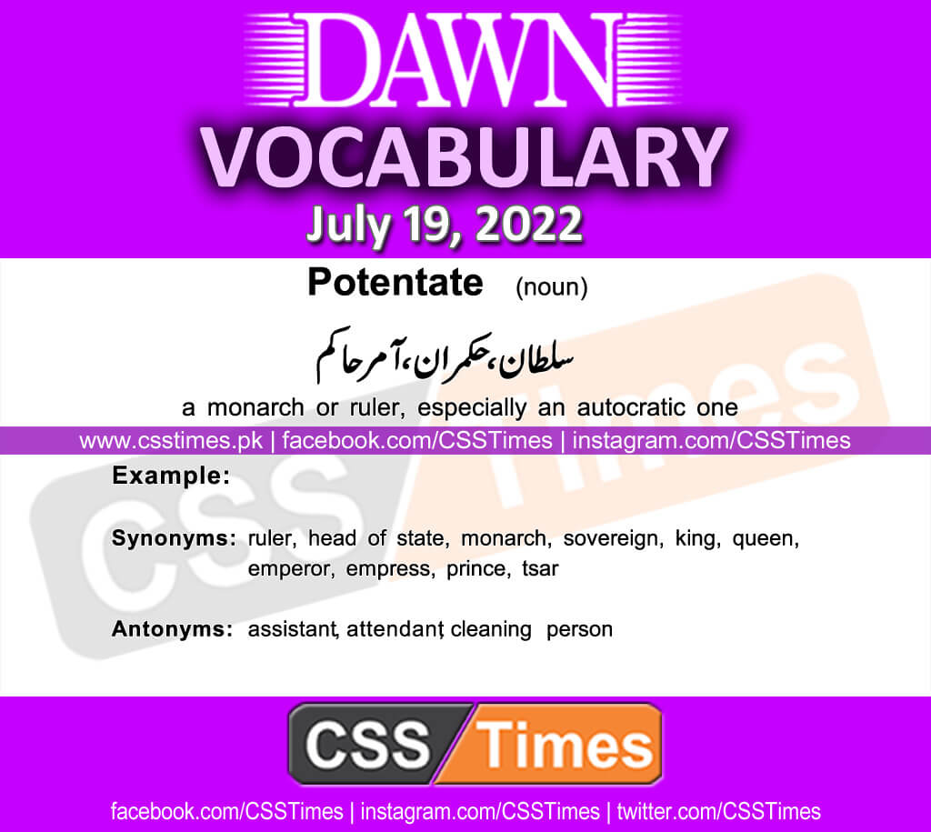 Daily DAWN News Vocabulary with Urdu Meaning (19 July 2022)