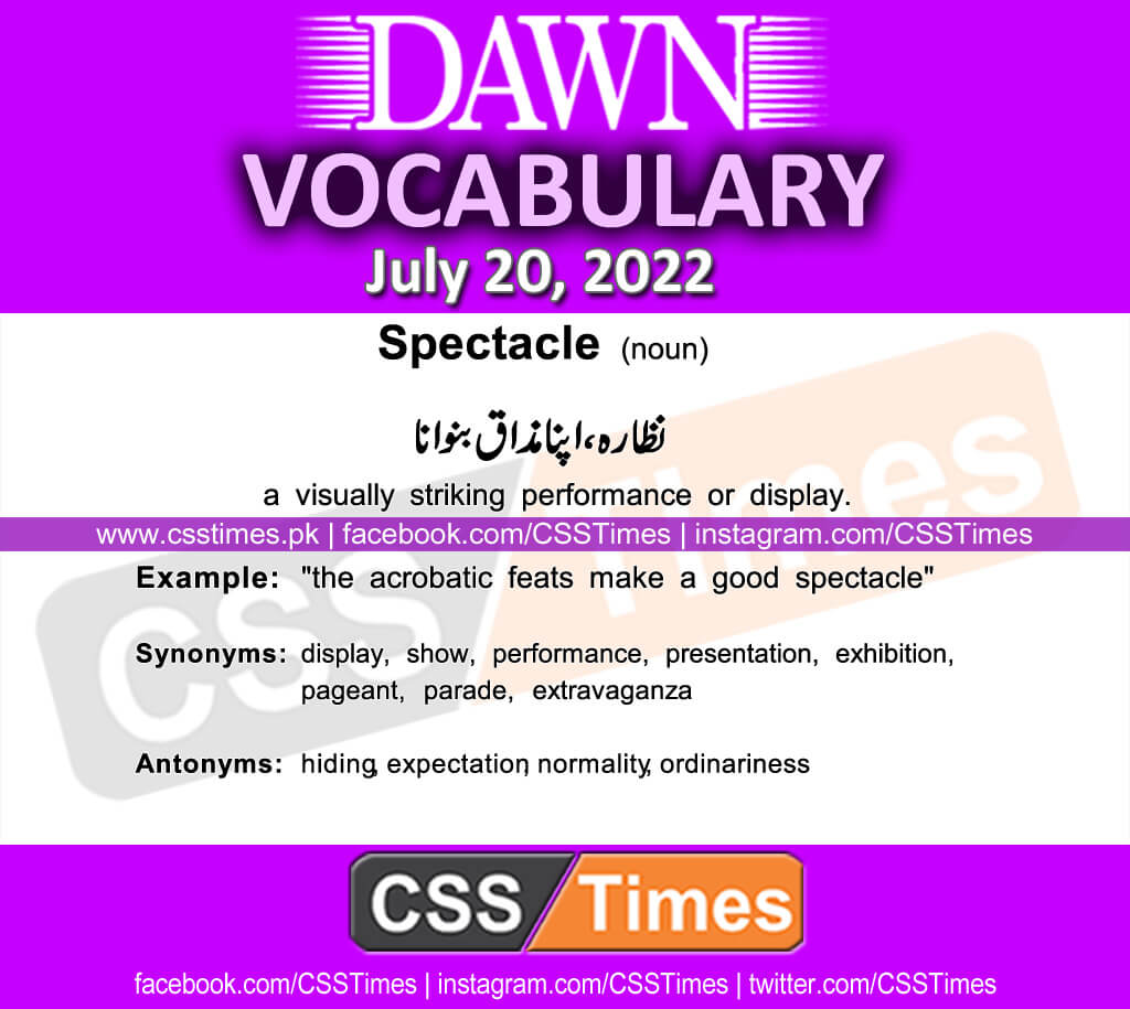 Daily DAWN News Vocabulary with Urdu Meaning (20 July 2022)