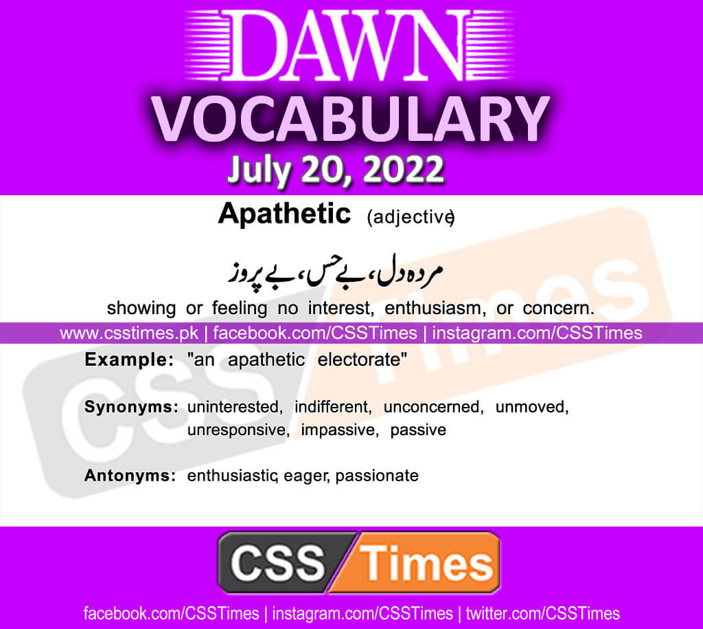 Daily DAWN News Vocabulary with Urdu Meaning (20 July 2022)