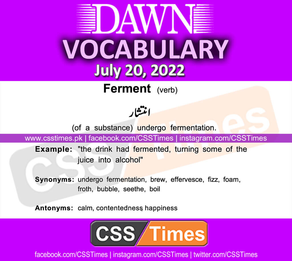 Daily DAWN News Vocabulary with Urdu Meaning (20 July 2022)