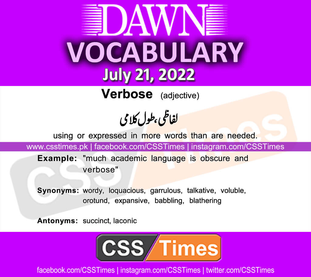 Daily DAWN News Vocabulary with Urdu Meaning (21 July 2022)