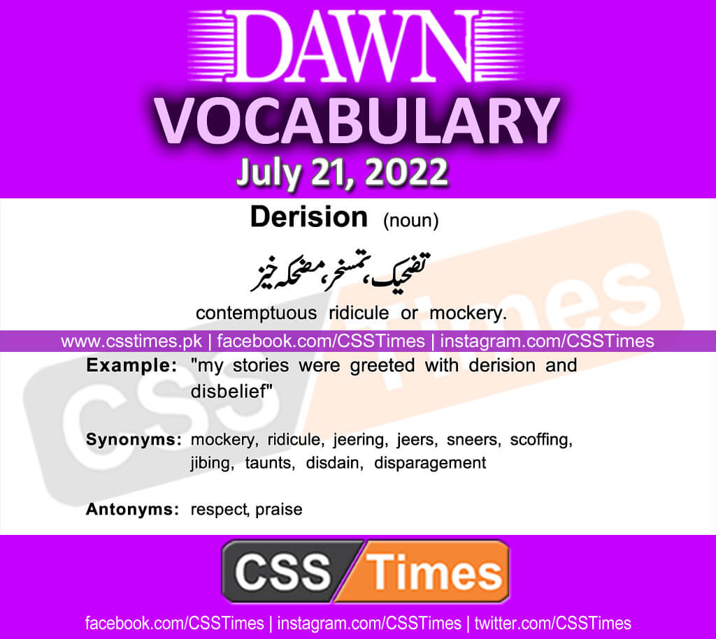 Daily DAWN News Vocabulary with Urdu Meaning (21 July 2022)