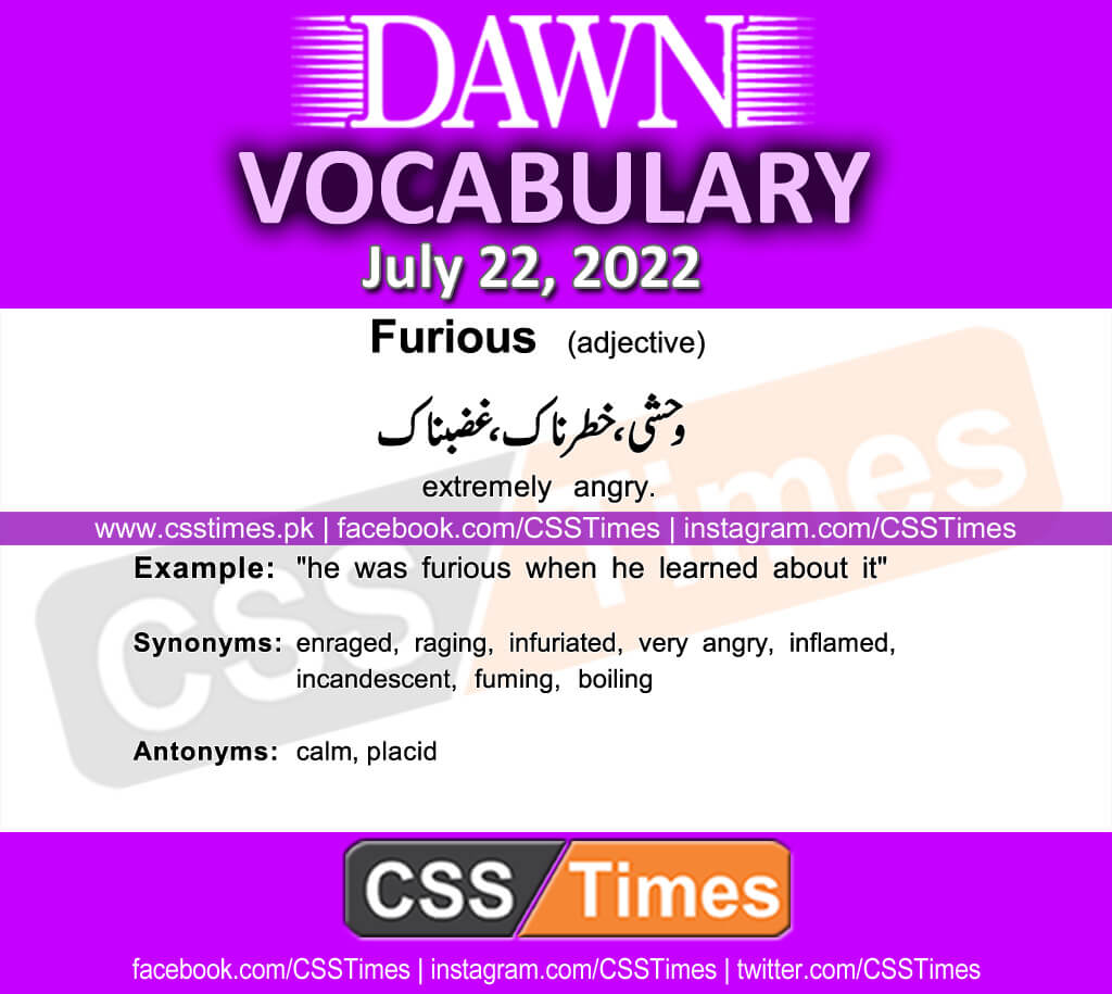 Daily DAWN News Vocabulary with Urdu Meaning (22 July 2022)