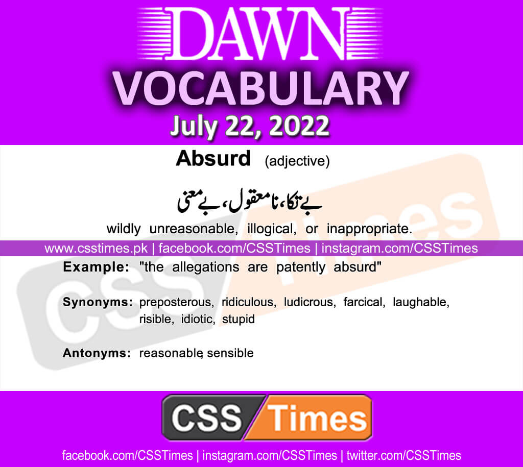 Daily DAWN News Vocabulary with Urdu Meaning (22 July 2022)