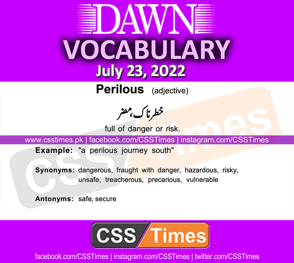 Daily DAWN News Vocabulary with Urdu Meaning (23 July 2022)