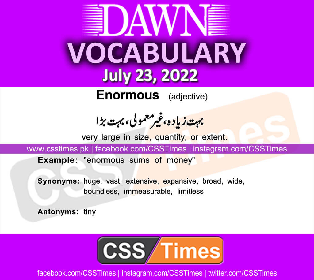 Daily DAWN News Vocabulary with Urdu Meaning (23 July 2022)