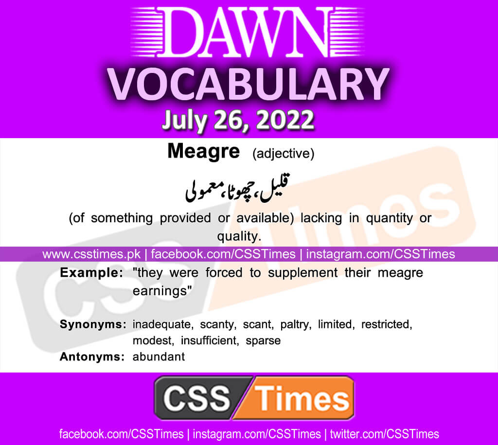 Daily DAWN News Vocabulary with Urdu Meaning (26 July 2022)