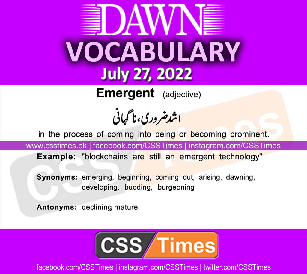 Daily DAWN News Vocabulary with Urdu Meaning (27 July 2022)