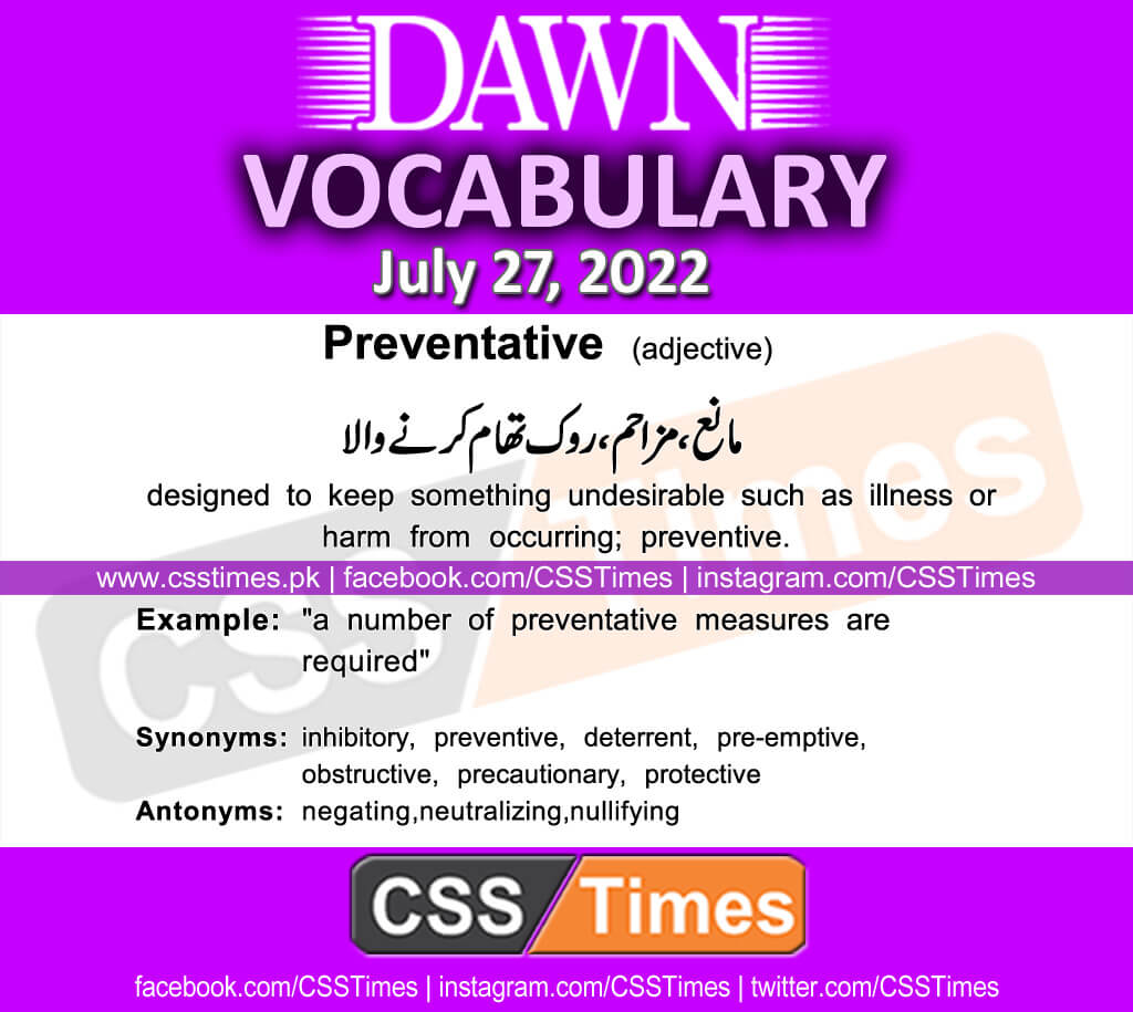 Daily DAWN News Vocabulary with Urdu Meaning (27 July 2022)