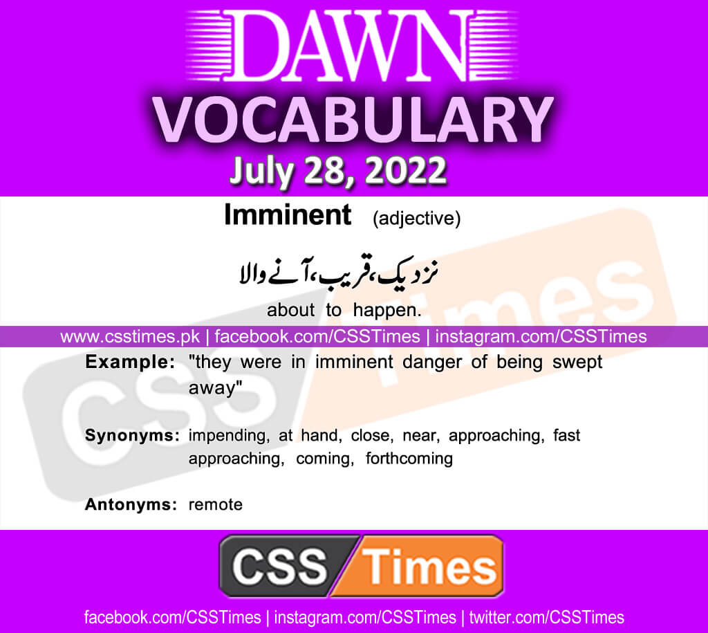 Daily DAWN News Vocabulary with Urdu Meaning (28 July 2022)
