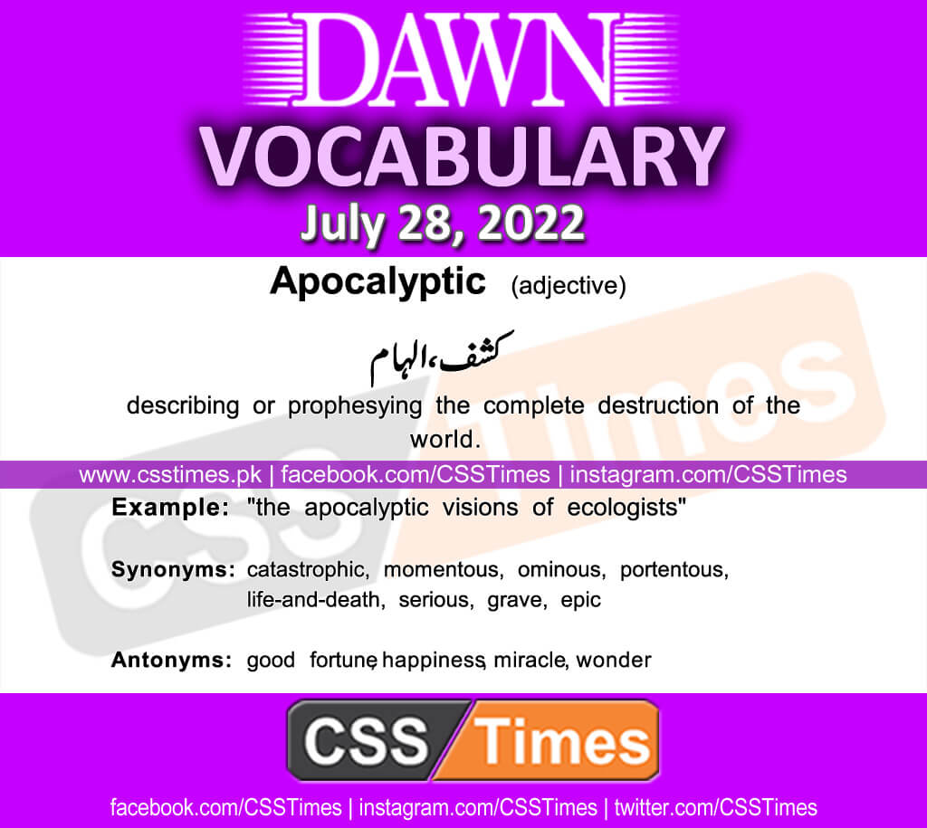 Daily DAWN News Vocabulary with Urdu Meaning (28 July 2022)