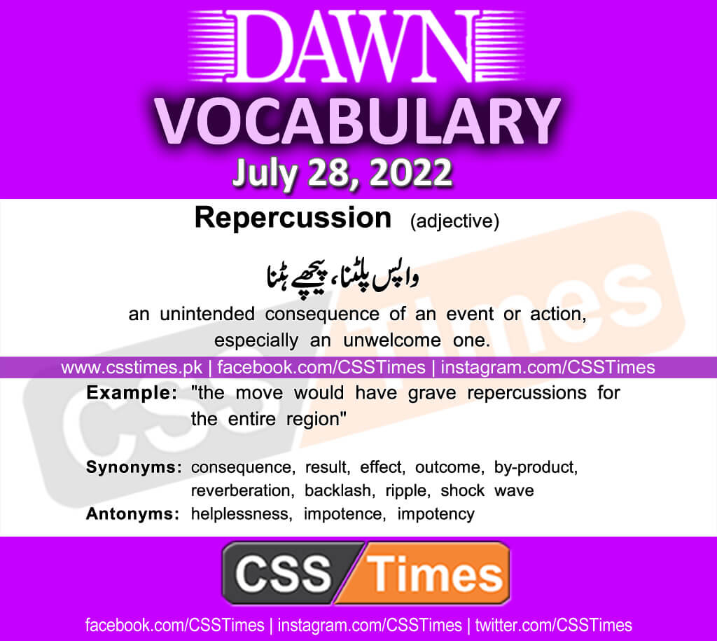 Daily DAWN News Vocabulary with Urdu Meaning (28 July 2022)