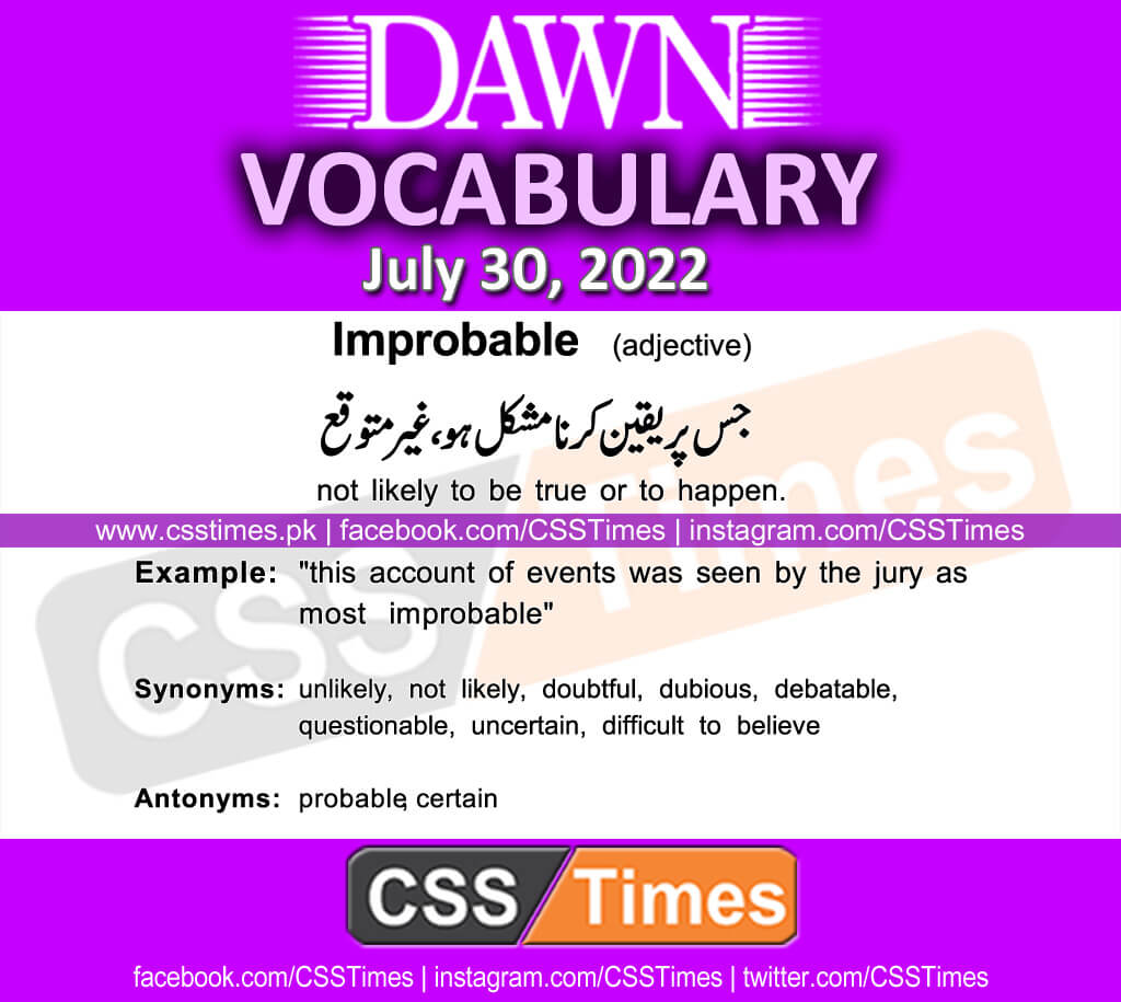 Daily DAWN News Vocabulary with Urdu Meaning (30 July 2022)