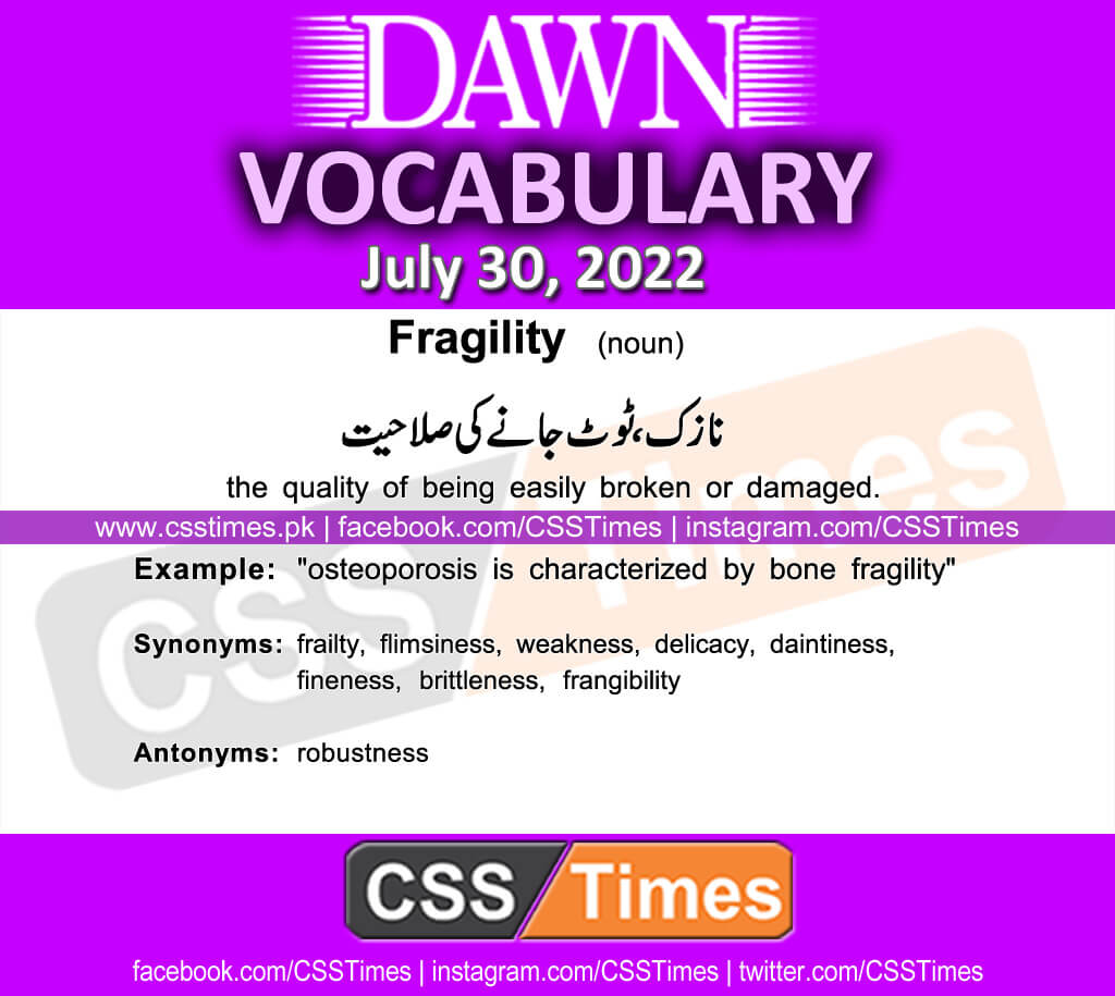 Daily DAWN News Vocabulary with Urdu Meaning (30 July 2022)