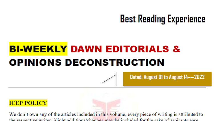 Bi-Weekly Dawn Editorials and Opinions Deconstruction
