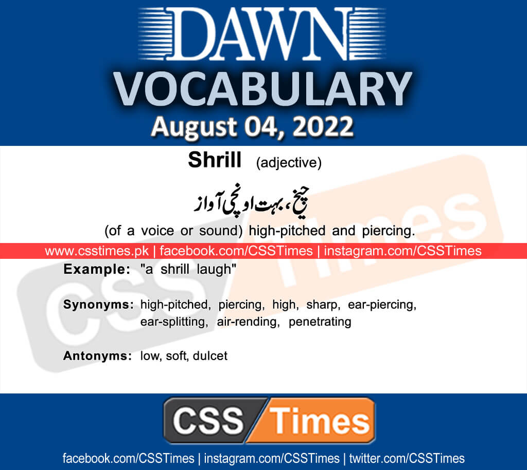 Daily DAWN News Vocabulary with Urdu Meaning (04 August 2022)