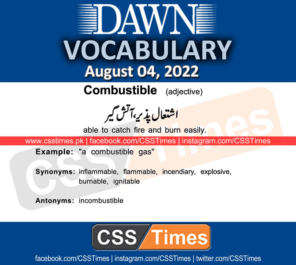 Daily DAWN News Vocabulary with Urdu Meaning (04 August 2022)