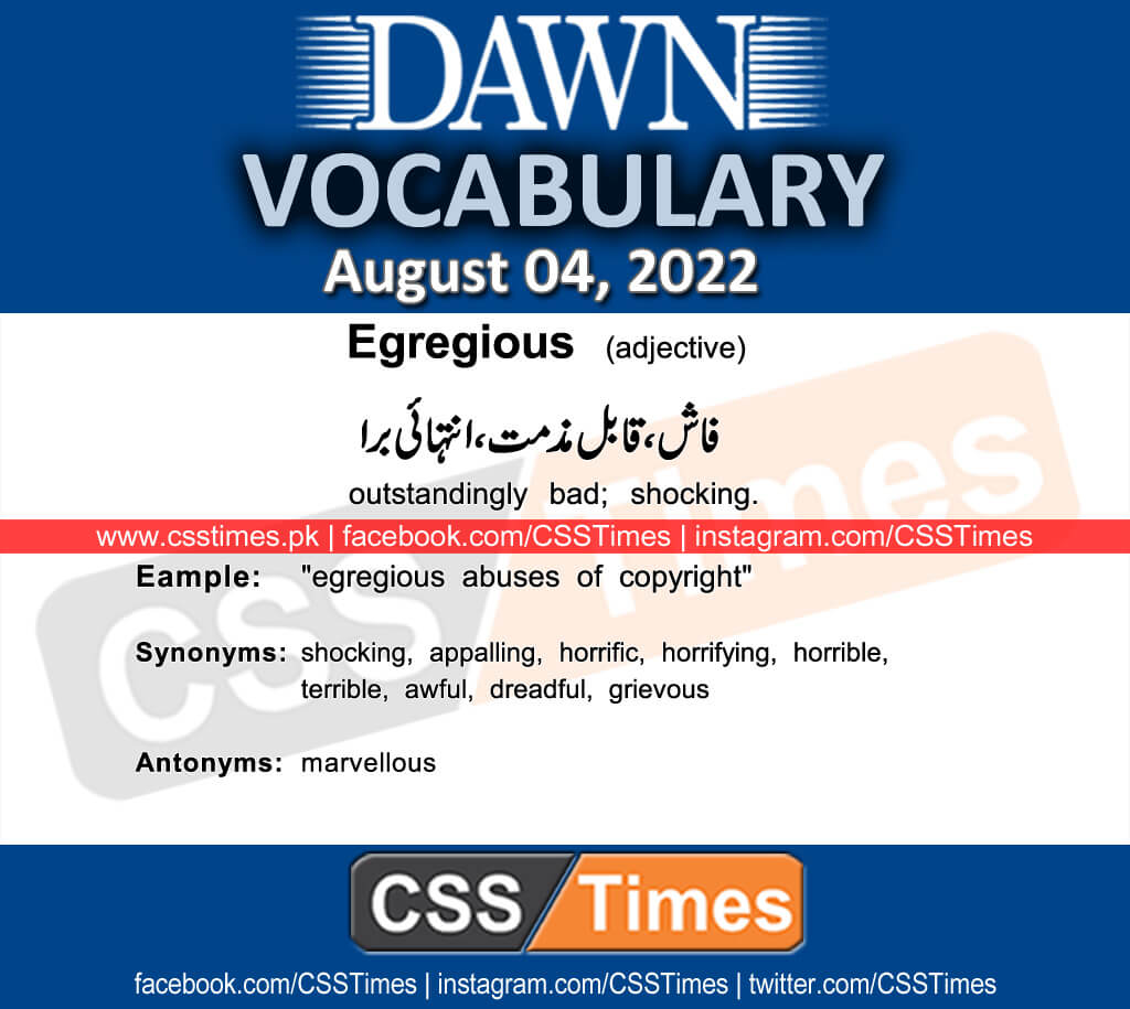 Daily DAWN News Vocabulary with Urdu Meaning (04 August 2022)