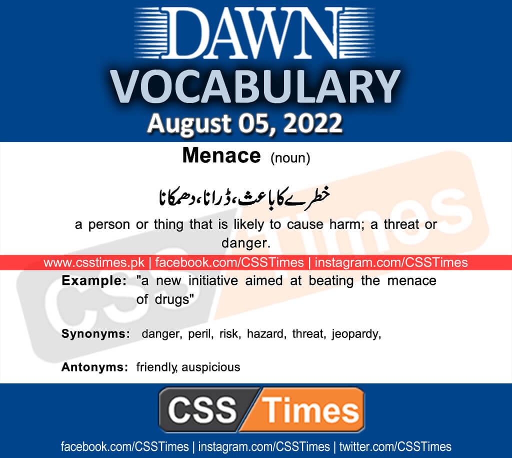 Daily DAWN News Vocabulary with Urdu Meaning (05 August 2022)