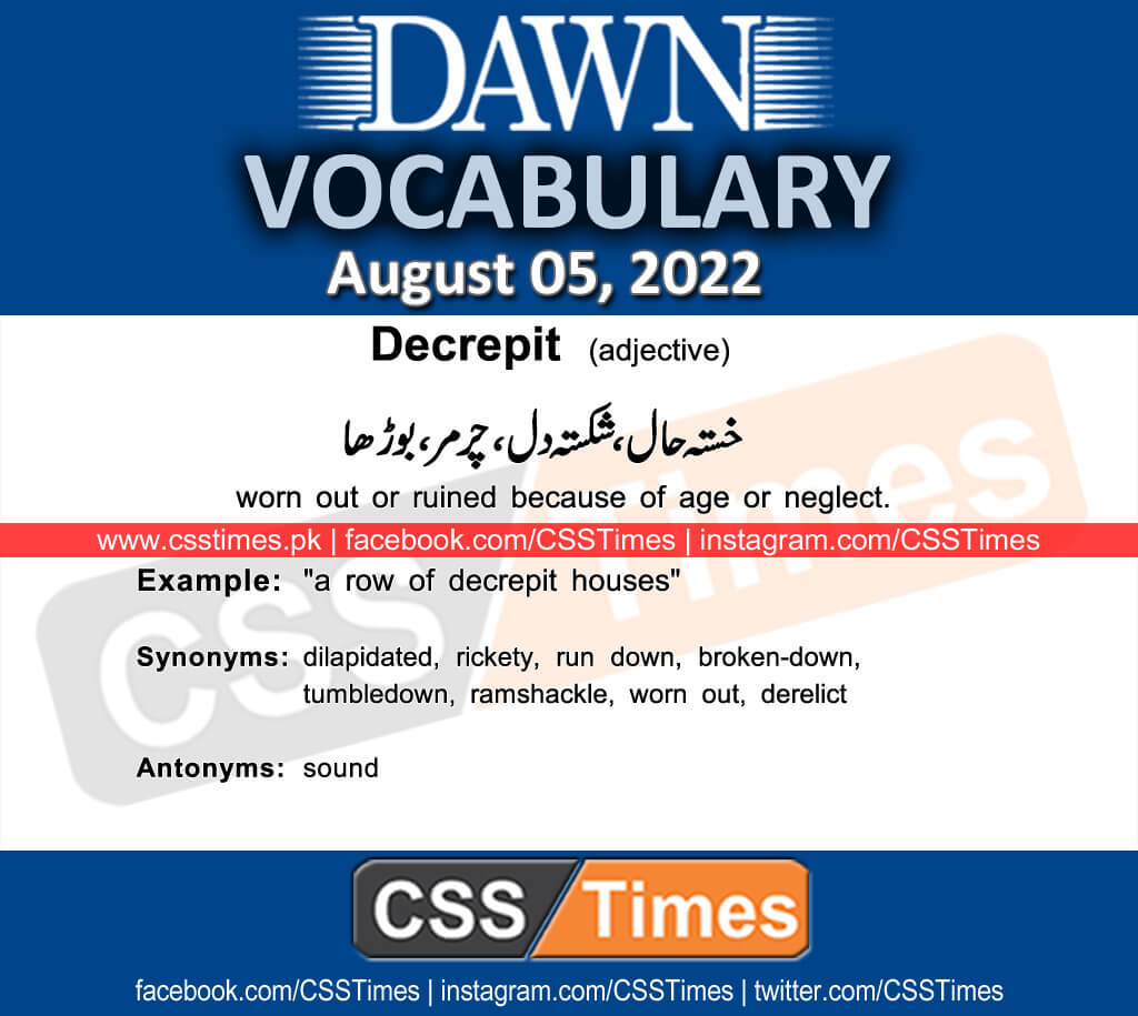 Daily DAWN News Vocabulary with Urdu Meaning (05 August 2022)