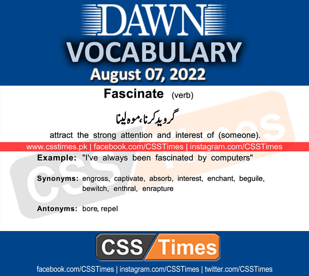 Daily DAWN News Vocabulary with Urdu Meaning (07 August 2022)