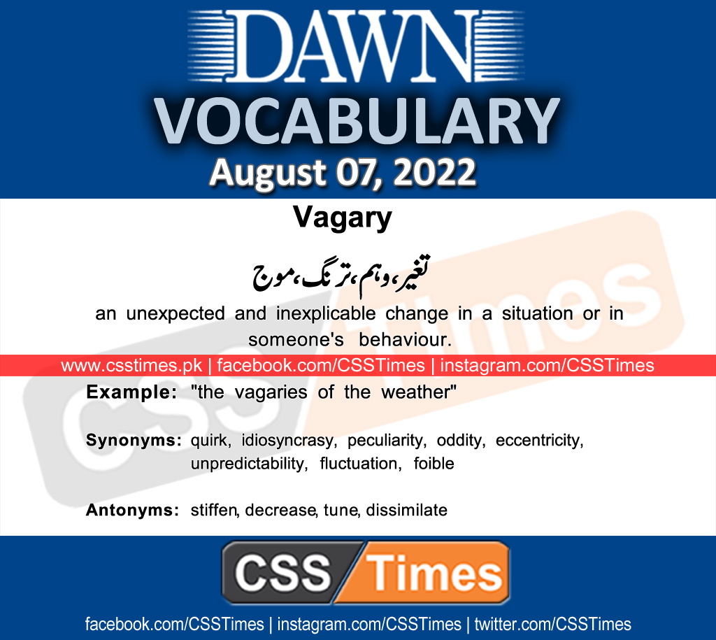 Daily DAWN News Vocabulary with Urdu Meaning (07 August 2022)