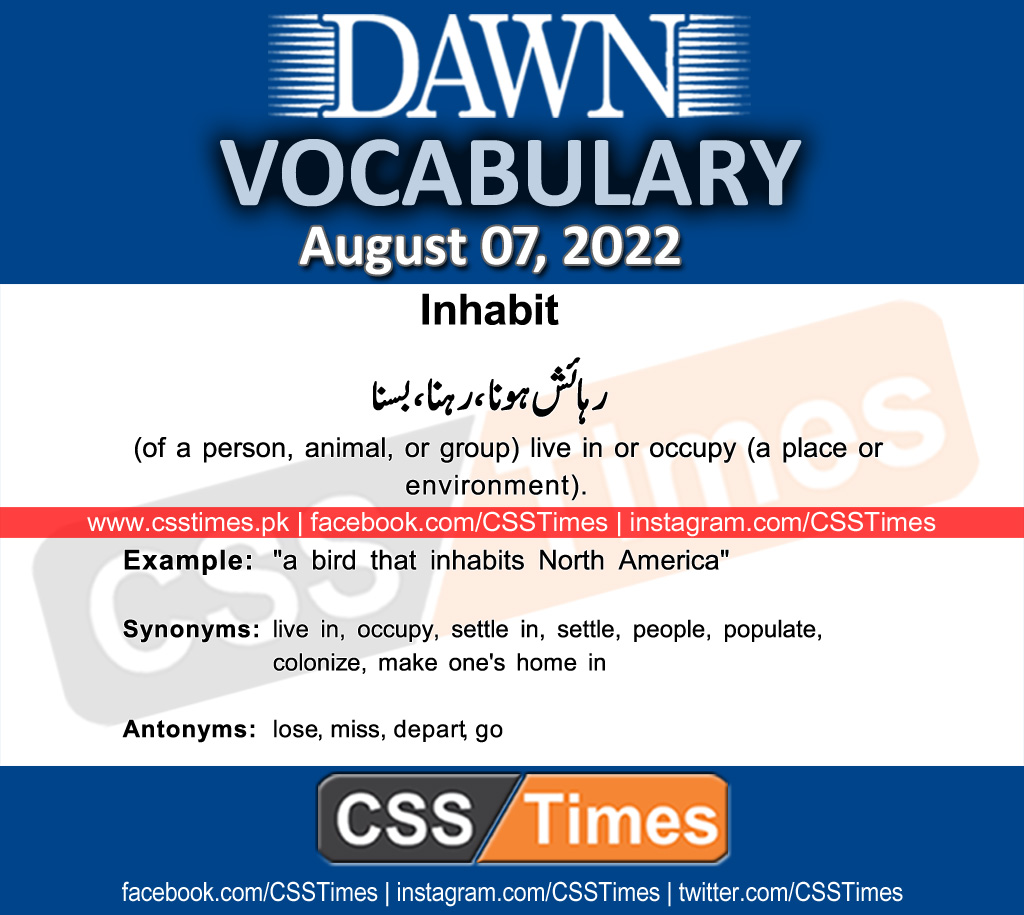 Daily DAWN News Vocabulary with Urdu Meaning (07 August 2022)