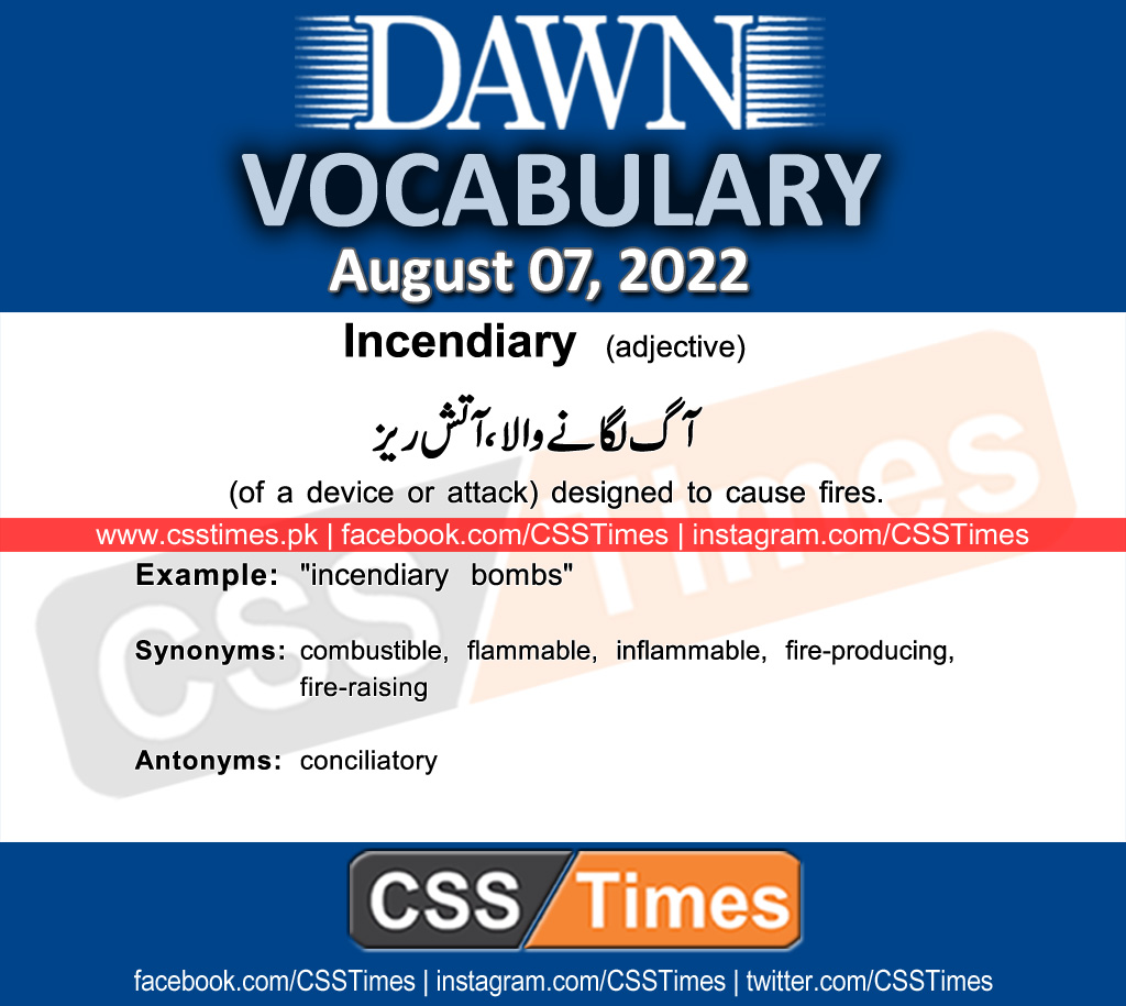 Daily DAWN News Vocabulary with Urdu Meaning (07 August 2022)