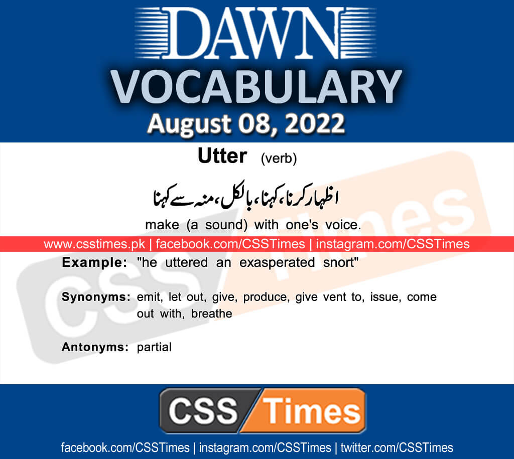 Daily DAWN News Vocabulary with Urdu Meaning (08 August 2022)