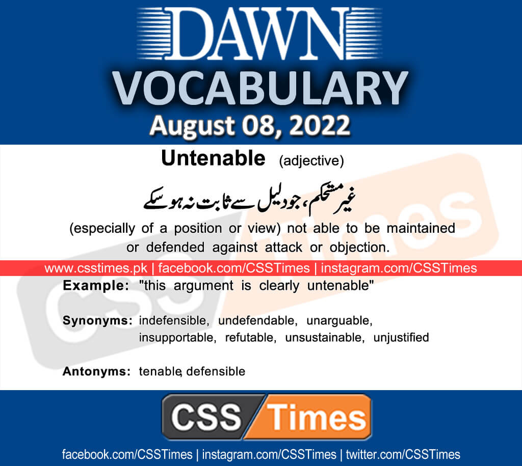 Daily DAWN News Vocabulary with Urdu Meaning (08 August 2022)