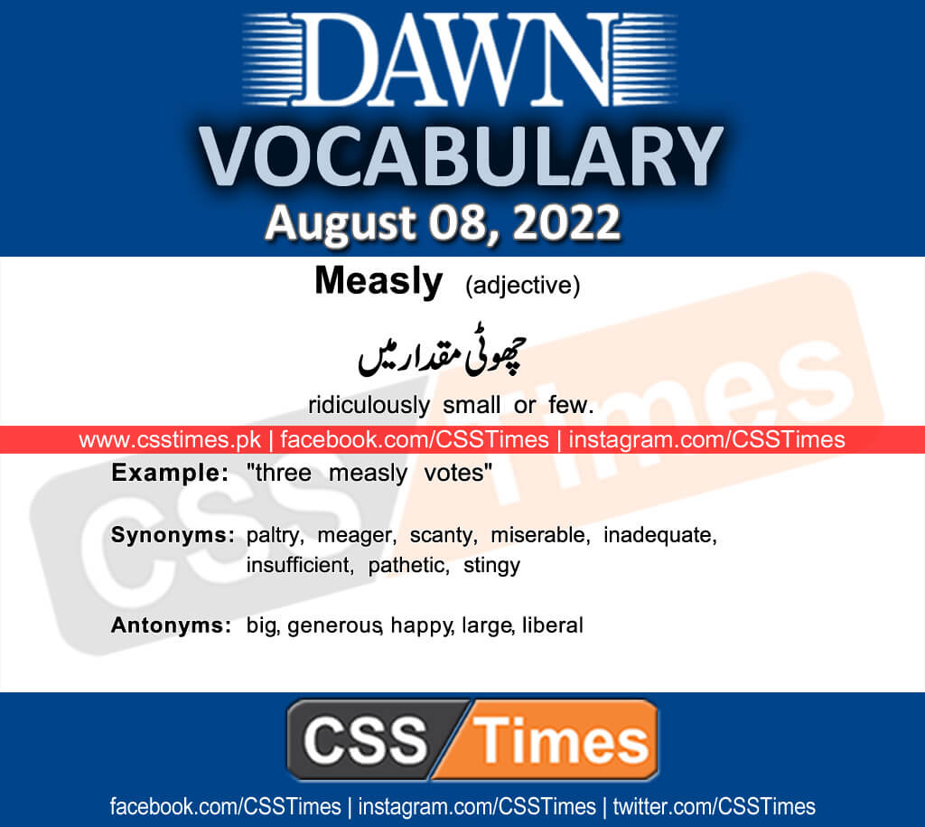 Daily DAWN News Vocabulary with Urdu Meaning (08 August 2022)