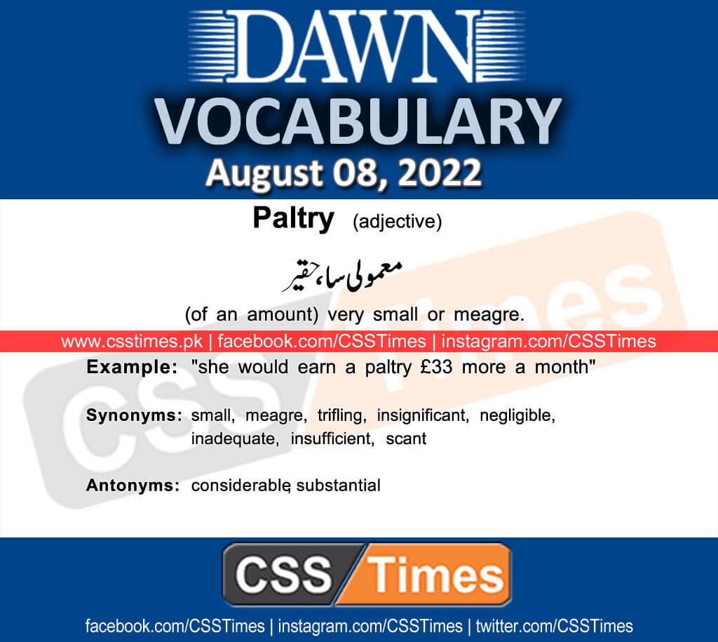 Daily DAWN News Vocabulary with Urdu Meaning (08 August 2022)