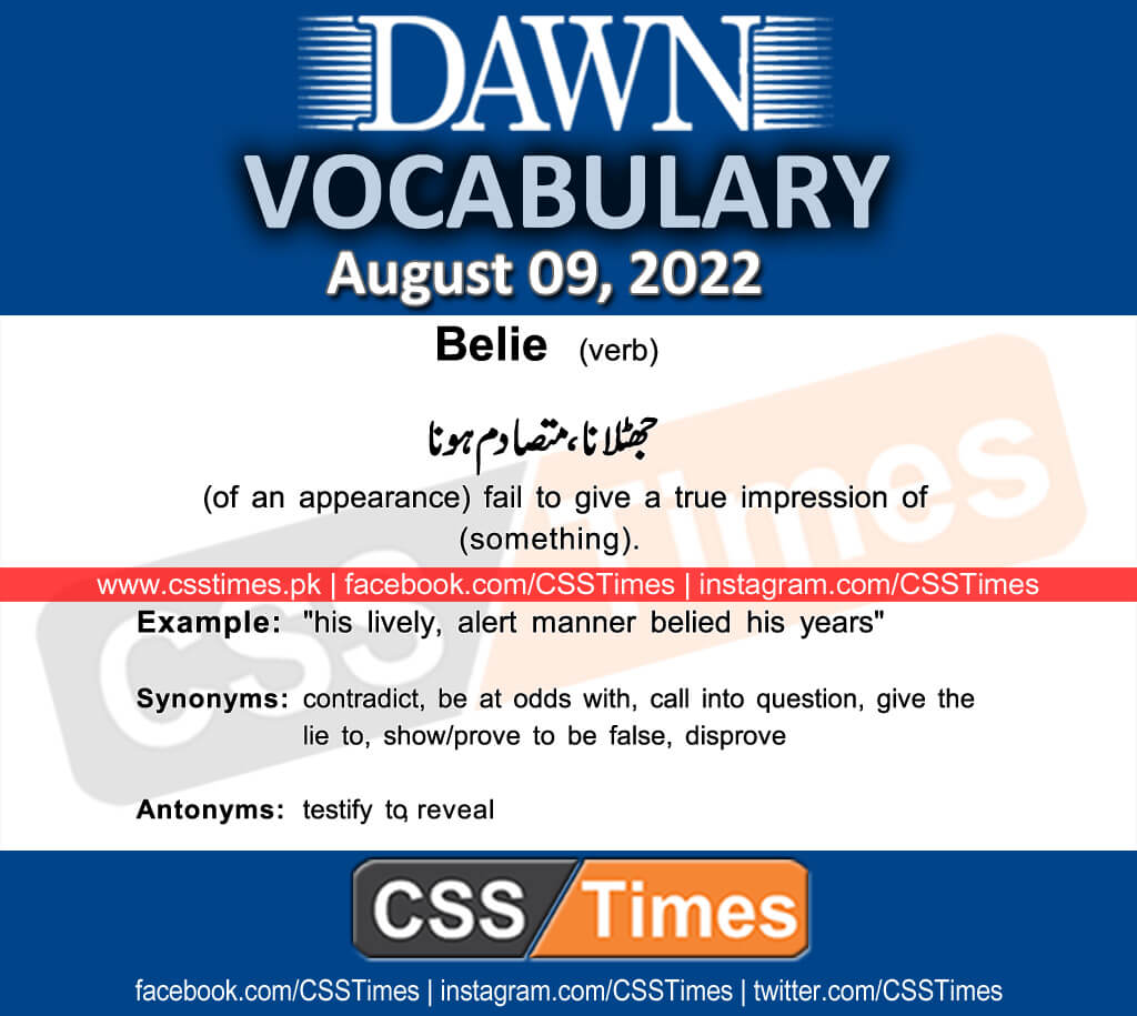 Daily DAWN News Vocabulary with Urdu Meaning (09 August 2022)