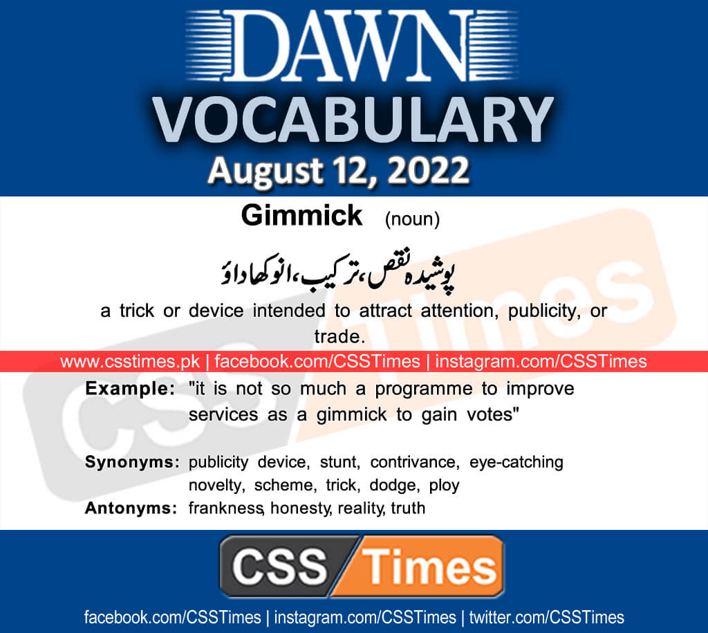 Daily DAWN News Vocabulary with Urdu Meaning (12 August 2022)