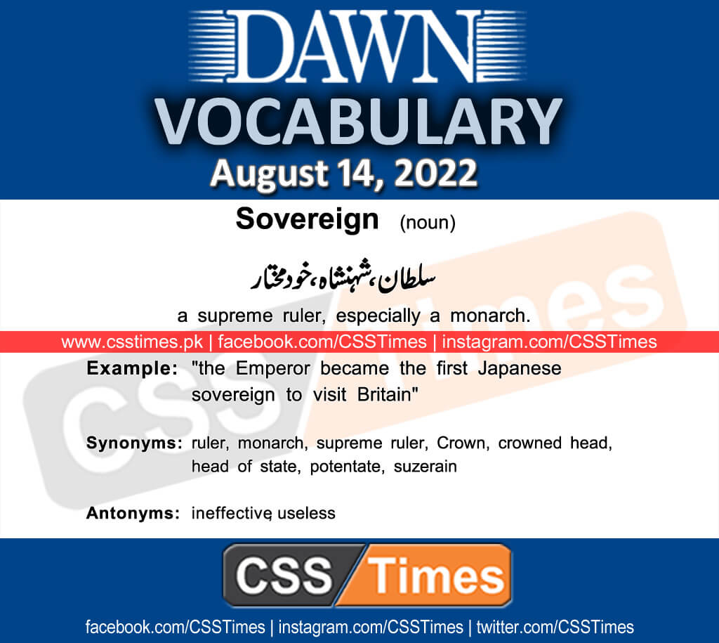 Daily DAWN News Vocabulary with Urdu Meaning (14 August 2022)