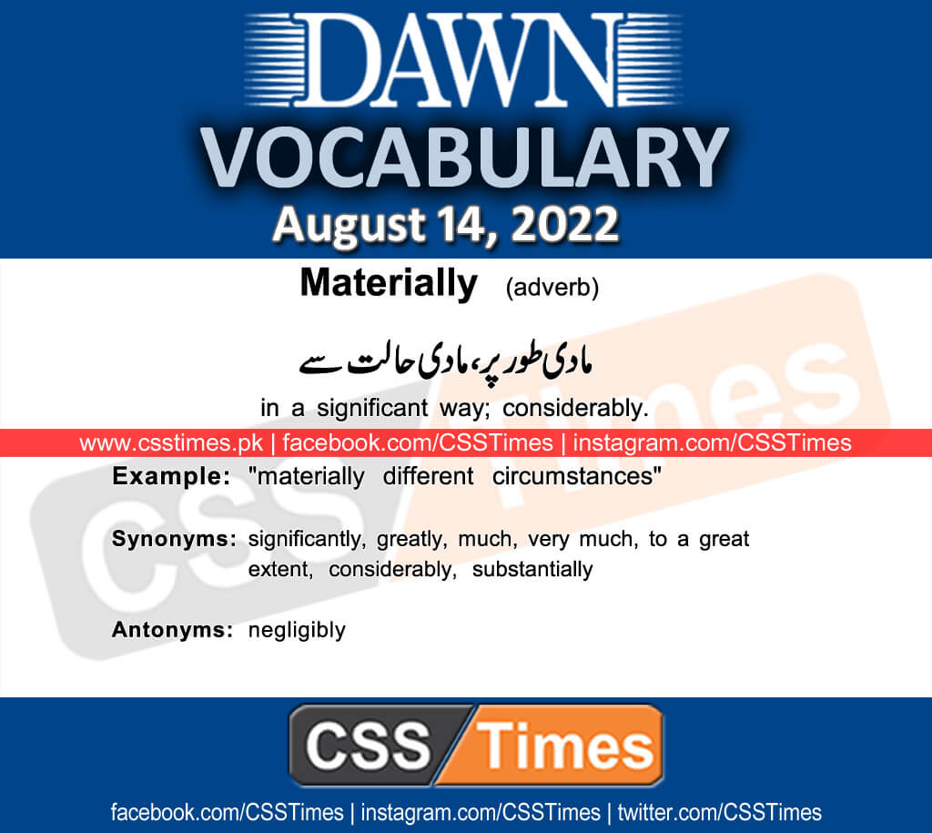 Daily DAWN News Vocabulary with Urdu Meaning (14 August 2022)