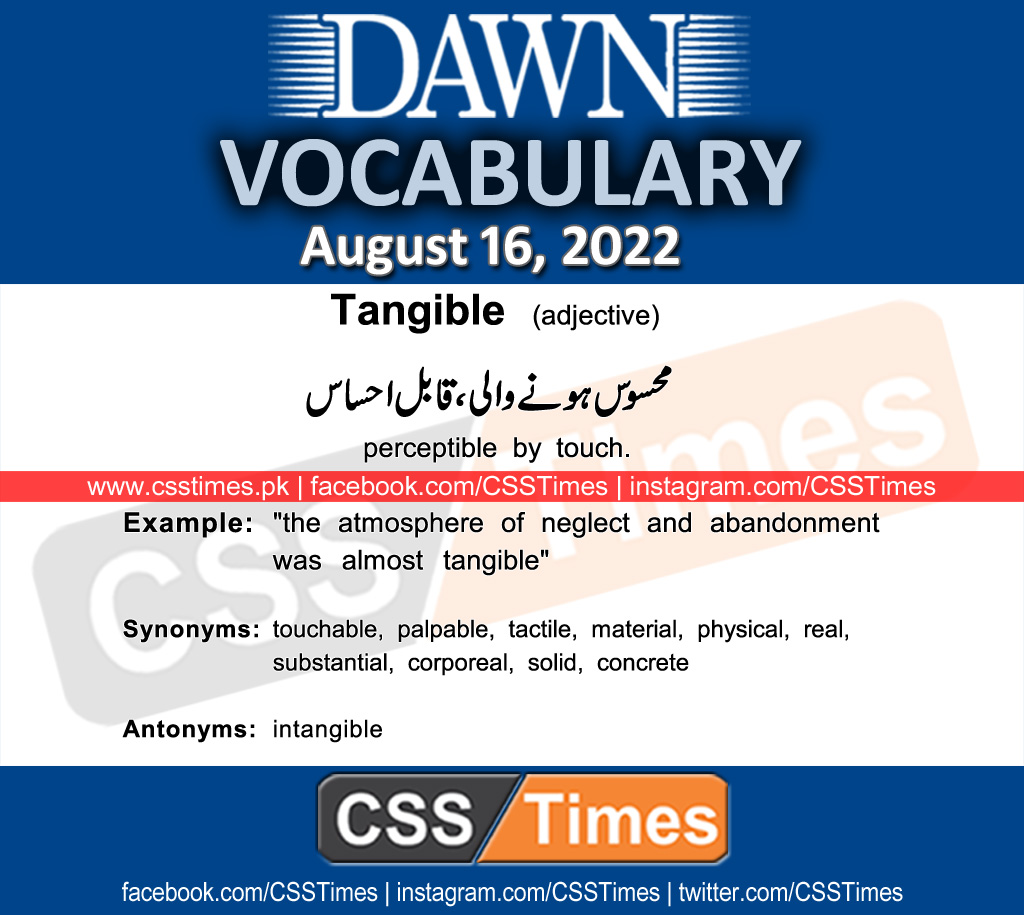 Daily DAWN News Vocabulary with Urdu Meaning (16 August 2022)