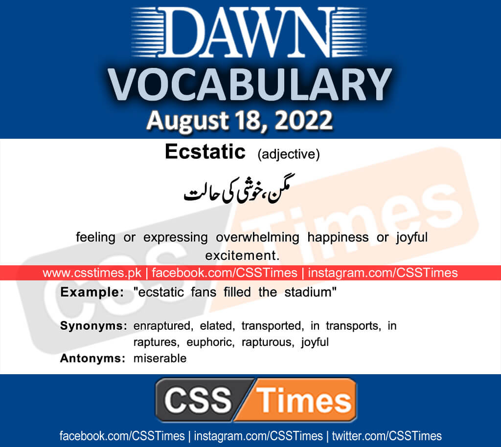 Daily DAWN News Vocabulary with Urdu Meaning (18 August 2022)