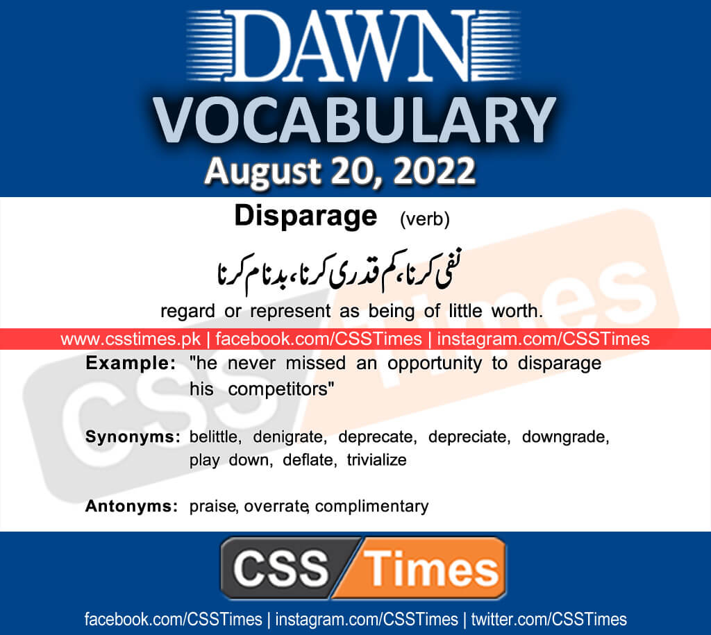 Daily DAWN News Vocabulary with Urdu Meaning (20 August 2022)