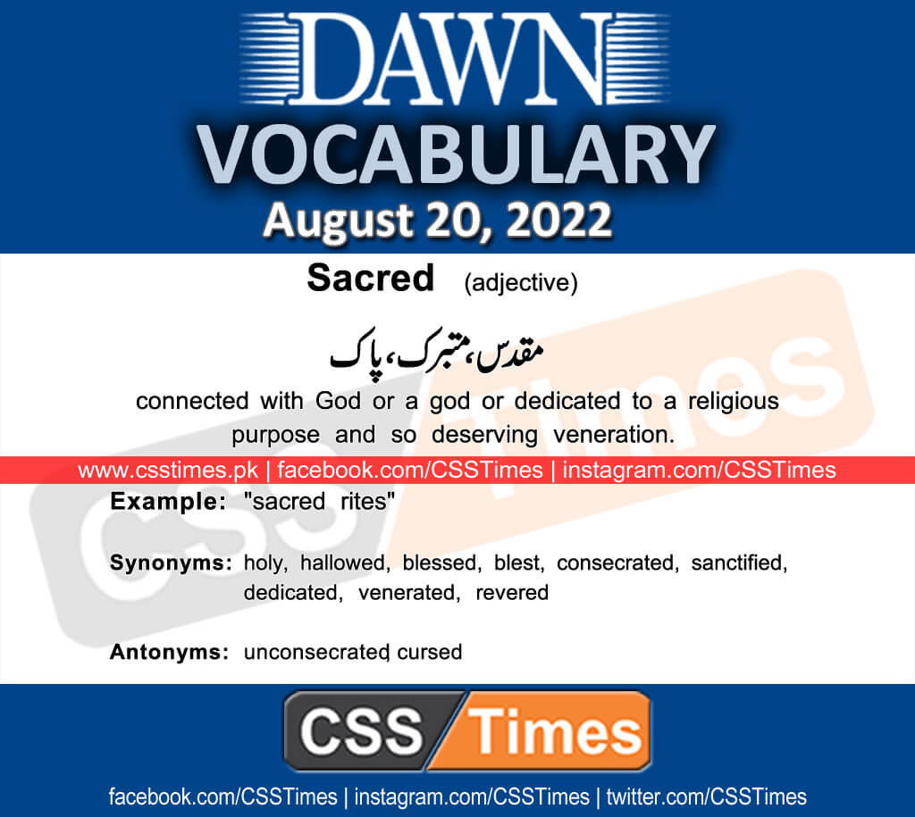 Daily DAWN News Vocabulary with Urdu Meaning (20 August 2022)