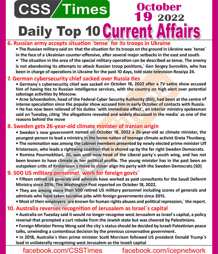 Check our daily updated 's Complete Day by Day Current Affairs Notes September 2022: <ul class="lcp_catlist" id="lcp_instance_0"><li><a href="https://www.csstimes.pk/daily-dawn-news-vocabulary-urdu-meaning-04-apr-24/">Daily DAWN News Vocabulary with Urdu Meaning (04 Apr 2024)</a></li><li><a href="https://www.csstimes.pk/daily-dawn-news-vocabulary-urdu-meaning-03-apr-24/">Daily DAWN News Vocabulary with Urdu Meaning (03 Apr 2024)</a></li><li><a href="https://www.csstimes.pk/daily-dawn-news-vocabulary-urdu-meaning-02-apr-24/">Daily DAWN News Vocabulary with Urdu Meaning (02 Apr 2024)</a></li><li><a href="https://www.csstimes.pk/daily-dawn-news-vocabulary-urdu-meaning-01-apr-24/">Daily DAWN News Vocabulary with Urdu Meaning (01 Apr 2024)</a></li><li><a href="https://www.csstimes.pk/daily-dawn-news-vocabulary-urdu-meaning-30-mar-24/">Daily DAWN News Vocabulary with Urdu Meaning (30 Mar 2024)</a></li><li><a href="https://www.csstimes.pk/daily-dawn-news-vocabulary-with-urdu-meaning-29-mar-2024/">Daily DAWN News Vocabulary with Urdu Meaning (29 Mar 2024)</a></li><li><a href="https://www.csstimes.pk/daily-dawn-news-vocabulary-with-urdu-meaning-28-mar-2024/">Daily DAWN News Vocabulary with Urdu Meaning (28 Mar 2024)</a></li><li><a href="https://www.csstimes.pk/daily-dawn-news-vocabulary-with-urdu-meaning-27-mar-2024/">Daily DAWN News Vocabulary with Urdu Meaning (27 Mar 2024)</a></li><li><a href="https://www.csstimes.pk/daily-dawn-news-vocabulary-with-urdu-meaning-26-mar-2024/">Daily DAWN News Vocabulary with Urdu Meaning (26 Mar 2024)</a></li><li><a href="https://www.csstimes.pk/daily-dawn-news-vocabulary-with-urdu-meaning-25-mar-2024/">Daily DAWN News Vocabulary with Urdu Meaning (25 Mar 2024)</a></li></ul><ul class='lcp_paginator'><li><a href='https://www.csstimes.pk/current-affairs-mcqs-oct-19-2022/amp/?lcp_page0=2#lcp_instance_0' title='2' class='lcp_prevlink'><<</a></li><li><a href='https://www.csstimes.pk/current-affairs-mcqs-oct-19-2022/amp/?lcp_page0=1#lcp_instance_0' title='1'>1</a></li><li><a href='https://www.csstimes.pk/current-affairs-mcqs-oct-19-2022/amp/?lcp_page0=2#lcp_instance_0' title='2'>2</a></li><li class='lcp_currentpage'>3</li><li><a href='https://www.csstimes.pk/current-affairs-mcqs-oct-19-2022/amp/?lcp_page0=4#lcp_instance_0' title='4'>4</a></li><li><a href='https://www.csstimes.pk/current-affairs-mcqs-oct-19-2022/amp/?lcp_page0=5#lcp_instance_0' title='5'>5</a></li><li><a href='https://www.csstimes.pk/current-affairs-mcqs-oct-19-2022/amp/?lcp_page0=6#lcp_instance_0' title='6'>6</a></li><li><a href='https://www.csstimes.pk/current-affairs-mcqs-oct-19-2022/amp/?lcp_page0=7#lcp_instance_0' title='7'>7</a></li><li><a href='https://www.csstimes.pk/current-affairs-mcqs-oct-19-2022/amp/?lcp_page0=8#lcp_instance_0' title='8'>8</a></li><span class='lcp_elipsis'>...</span><li><a href='https://www.csstimes.pk/current-affairs-mcqs-oct-19-2022/amp/?lcp_page0=510#lcp_instance_0' title='510'>510</a></li><li><a href='https://www.csstimes.pk/current-affairs-mcqs-oct-19-2022/amp/?lcp_page0=4#lcp_instance_0' title='4' class='lcp_nextlink'>>></a></li></ul> September 2022: <ul class="lcp_catlist" id="lcp_instance_0"><li><a href="https://www.csstimes.pk/daily-dawn-news-vocabulary-urdu-meaning-04-apr-24/">Daily DAWN News Vocabulary with Urdu Meaning (04 Apr 2024)</a></li><li><a href="https://www.csstimes.pk/daily-dawn-news-vocabulary-urdu-meaning-03-apr-24/">Daily DAWN News Vocabulary with Urdu Meaning (03 Apr 2024)</a></li><li><a href="https://www.csstimes.pk/daily-dawn-news-vocabulary-urdu-meaning-02-apr-24/">Daily DAWN News Vocabulary with Urdu Meaning (02 Apr 2024)</a></li><li><a href="https://www.csstimes.pk/daily-dawn-news-vocabulary-urdu-meaning-01-apr-24/">Daily DAWN News Vocabulary with Urdu Meaning (01 Apr 2024)</a></li><li><a href="https://www.csstimes.pk/daily-dawn-news-vocabulary-urdu-meaning-30-mar-24/">Daily DAWN News Vocabulary with Urdu Meaning (30 Mar 2024)</a></li><li><a href="https://www.csstimes.pk/daily-dawn-news-vocabulary-with-urdu-meaning-29-mar-2024/">Daily DAWN News Vocabulary with Urdu Meaning (29 Mar 2024)</a></li><li><a href="https://www.csstimes.pk/daily-dawn-news-vocabulary-with-urdu-meaning-28-mar-2024/">Daily DAWN News Vocabulary with Urdu Meaning (28 Mar 2024)</a></li><li><a href="https://www.csstimes.pk/daily-dawn-news-vocabulary-with-urdu-meaning-27-mar-2024/">Daily DAWN News Vocabulary with Urdu Meaning (27 Mar 2024)</a></li><li><a href="https://www.csstimes.pk/daily-dawn-news-vocabulary-with-urdu-meaning-26-mar-2024/">Daily DAWN News Vocabulary with Urdu Meaning (26 Mar 2024)</a></li><li><a href="https://www.csstimes.pk/daily-dawn-news-vocabulary-with-urdu-meaning-25-mar-2024/">Daily DAWN News Vocabulary with Urdu Meaning (25 Mar 2024)</a></li></ul><ul class='lcp_paginator'><li><a href='https://www.csstimes.pk/current-affairs-mcqs-oct-19-2022/amp/?lcp_page0=2#lcp_instance_0' title='2' class='lcp_prevlink'><<</a></li><li><a href='https://www.csstimes.pk/current-affairs-mcqs-oct-19-2022/amp/?lcp_page0=1#lcp_instance_0' title='1'>1</a></li><li><a href='https://www.csstimes.pk/current-affairs-mcqs-oct-19-2022/amp/?lcp_page0=2#lcp_instance_0' title='2'>2</a></li><li class='lcp_currentpage'>3</li><li><a href='https://www.csstimes.pk/current-affairs-mcqs-oct-19-2022/amp/?lcp_page0=4#lcp_instance_0' title='4'>4</a></li><li><a href='https://www.csstimes.pk/current-affairs-mcqs-oct-19-2022/amp/?lcp_page0=5#lcp_instance_0' title='5'>5</a></li><li><a href='https://www.csstimes.pk/current-affairs-mcqs-oct-19-2022/amp/?lcp_page0=6#lcp_instance_0' title='6'>6</a></li><li><a href='https://www.csstimes.pk/current-affairs-mcqs-oct-19-2022/amp/?lcp_page0=7#lcp_instance_0' title='7'>7</a></li><li><a href='https://www.csstimes.pk/current-affairs-mcqs-oct-19-2022/amp/?lcp_page0=8#lcp_instance_0' title='8'>8</a></li><span class='lcp_elipsis'>...</span><li><a href='https://www.csstimes.pk/current-affairs-mcqs-oct-19-2022/amp/?lcp_page0=510#lcp_instance_0' title='510'>510</a></li><li><a href='https://www.csstimes.pk/current-affairs-mcqs-oct-19-2022/amp/?lcp_page0=4#lcp_instance_0' title='4' class='lcp_nextlink'>>></a></li></ul> August 2022: <ul class="lcp_catlist" id="lcp_instance_0"><li><a href="https://www.csstimes.pk/daily-dawn-news-vocabulary-urdu-meaning-04-apr-24/">Daily DAWN News Vocabulary with Urdu Meaning (04 Apr 2024)</a></li><li><a href="https://www.csstimes.pk/daily-dawn-news-vocabulary-urdu-meaning-03-apr-24/">Daily DAWN News Vocabulary with Urdu Meaning (03 Apr 2024)</a></li><li><a href="https://www.csstimes.pk/daily-dawn-news-vocabulary-urdu-meaning-02-apr-24/">Daily DAWN News Vocabulary with Urdu Meaning (02 Apr 2024)</a></li><li><a href="https://www.csstimes.pk/daily-dawn-news-vocabulary-urdu-meaning-01-apr-24/">Daily DAWN News Vocabulary with Urdu Meaning (01 Apr 2024)</a></li><li><a href="https://www.csstimes.pk/daily-dawn-news-vocabulary-urdu-meaning-30-mar-24/">Daily DAWN News Vocabulary with Urdu Meaning (30 Mar 2024)</a></li><li><a href="https://www.csstimes.pk/daily-dawn-news-vocabulary-with-urdu-meaning-29-mar-2024/">Daily DAWN News Vocabulary with Urdu Meaning (29 Mar 2024)</a></li><li><a href="https://www.csstimes.pk/daily-dawn-news-vocabulary-with-urdu-meaning-28-mar-2024/">Daily DAWN News Vocabulary with Urdu Meaning (28 Mar 2024)</a></li><li><a href="https://www.csstimes.pk/daily-dawn-news-vocabulary-with-urdu-meaning-27-mar-2024/">Daily DAWN News Vocabulary with Urdu Meaning (27 Mar 2024)</a></li><li><a href="https://www.csstimes.pk/daily-dawn-news-vocabulary-with-urdu-meaning-26-mar-2024/">Daily DAWN News Vocabulary with Urdu Meaning (26 Mar 2024)</a></li><li><a href="https://www.csstimes.pk/daily-dawn-news-vocabulary-with-urdu-meaning-25-mar-2024/">Daily DAWN News Vocabulary with Urdu Meaning (25 Mar 2024)</a></li></ul><ul class='lcp_paginator'><li><a href='https://www.csstimes.pk/current-affairs-mcqs-oct-19-2022/amp/?lcp_page0=2#lcp_instance_0' title='2' class='lcp_prevlink'><<</a></li><li><a href='https://www.csstimes.pk/current-affairs-mcqs-oct-19-2022/amp/?lcp_page0=1#lcp_instance_0' title='1'>1</a></li><li><a href='https://www.csstimes.pk/current-affairs-mcqs-oct-19-2022/amp/?lcp_page0=2#lcp_instance_0' title='2'>2</a></li><li class='lcp_currentpage'>3</li><li><a href='https://www.csstimes.pk/current-affairs-mcqs-oct-19-2022/amp/?lcp_page0=4#lcp_instance_0' title='4'>4</a></li><li><a href='https://www.csstimes.pk/current-affairs-mcqs-oct-19-2022/amp/?lcp_page0=5#lcp_instance_0' title='5'>5</a></li><li><a href='https://www.csstimes.pk/current-affairs-mcqs-oct-19-2022/amp/?lcp_page0=6#lcp_instance_0' title='6'>6</a></li><li><a href='https://www.csstimes.pk/current-affairs-mcqs-oct-19-2022/amp/?lcp_page0=7#lcp_instance_0' title='7'>7</a></li><li><a href='https://www.csstimes.pk/current-affairs-mcqs-oct-19-2022/amp/?lcp_page0=8#lcp_instance_0' title='8'>8</a></li><span class='lcp_elipsis'>...</span><li><a href='https://www.csstimes.pk/current-affairs-mcqs-oct-19-2022/amp/?lcp_page0=510#lcp_instance_0' title='510'>510</a></li><li><a href='https://www.csstimes.pk/current-affairs-mcqs-oct-19-2022/amp/?lcp_page0=4#lcp_instance_0' title='4' class='lcp_nextlink'>>></a></li></ul> July  2022: <ul class="lcp_catlist" id="lcp_instance_0"><li><a href="https://www.csstimes.pk/daily-dawn-news-vocabulary-urdu-meaning-04-apr-24/">Daily DAWN News Vocabulary with Urdu Meaning (04 Apr 2024)</a></li><li><a href="https://www.csstimes.pk/daily-dawn-news-vocabulary-urdu-meaning-03-apr-24/">Daily DAWN News Vocabulary with Urdu Meaning (03 Apr 2024)</a></li><li><a href="https://www.csstimes.pk/daily-dawn-news-vocabulary-urdu-meaning-02-apr-24/">Daily DAWN News Vocabulary with Urdu Meaning (02 Apr 2024)</a></li><li><a href="https://www.csstimes.pk/daily-dawn-news-vocabulary-urdu-meaning-01-apr-24/">Daily DAWN News Vocabulary with Urdu Meaning (01 Apr 2024)</a></li><li><a href="https://www.csstimes.pk/daily-dawn-news-vocabulary-urdu-meaning-30-mar-24/">Daily DAWN News Vocabulary with Urdu Meaning (30 Mar 2024)</a></li><li><a href="https://www.csstimes.pk/daily-dawn-news-vocabulary-with-urdu-meaning-29-mar-2024/">Daily DAWN News Vocabulary with Urdu Meaning (29 Mar 2024)</a></li><li><a href="https://www.csstimes.pk/daily-dawn-news-vocabulary-with-urdu-meaning-28-mar-2024/">Daily DAWN News Vocabulary with Urdu Meaning (28 Mar 2024)</a></li><li><a href="https://www.csstimes.pk/daily-dawn-news-vocabulary-with-urdu-meaning-27-mar-2024/">Daily DAWN News Vocabulary with Urdu Meaning (27 Mar 2024)</a></li><li><a href="https://www.csstimes.pk/daily-dawn-news-vocabulary-with-urdu-meaning-26-mar-2024/">Daily DAWN News Vocabulary with Urdu Meaning (26 Mar 2024)</a></li><li><a href="https://www.csstimes.pk/daily-dawn-news-vocabulary-with-urdu-meaning-25-mar-2024/">Daily DAWN News Vocabulary with Urdu Meaning (25 Mar 2024)</a></li></ul><ul class='lcp_paginator'><li><a href='https://www.csstimes.pk/current-affairs-mcqs-oct-19-2022/amp/?lcp_page0=2#lcp_instance_0' title='2' class='lcp_prevlink'><<</a></li><li><a href='https://www.csstimes.pk/current-affairs-mcqs-oct-19-2022/amp/?lcp_page0=1#lcp_instance_0' title='1'>1</a></li><li><a href='https://www.csstimes.pk/current-affairs-mcqs-oct-19-2022/amp/?lcp_page0=2#lcp_instance_0' title='2'>2</a></li><li class='lcp_currentpage'>3</li><li><a href='https://www.csstimes.pk/current-affairs-mcqs-oct-19-2022/amp/?lcp_page0=4#lcp_instance_0' title='4'>4</a></li><li><a href='https://www.csstimes.pk/current-affairs-mcqs-oct-19-2022/amp/?lcp_page0=5#lcp_instance_0' title='5'>5</a></li><li><a href='https://www.csstimes.pk/current-affairs-mcqs-oct-19-2022/amp/?lcp_page0=6#lcp_instance_0' title='6'>6</a></li><li><a href='https://www.csstimes.pk/current-affairs-mcqs-oct-19-2022/amp/?lcp_page0=7#lcp_instance_0' title='7'>7</a></li><li><a href='https://www.csstimes.pk/current-affairs-mcqs-oct-19-2022/amp/?lcp_page0=8#lcp_instance_0' title='8'>8</a></li><span class='lcp_elipsis'>...</span><li><a href='https://www.csstimes.pk/current-affairs-mcqs-oct-19-2022/amp/?lcp_page0=510#lcp_instance_0' title='510'>510</a></li><li><a href='https://www.csstimes.pk/current-affairs-mcqs-oct-19-2022/amp/?lcp_page0=4#lcp_instance_0' title='4' class='lcp_nextlink'>>></a></li></ul> June 2022: <ul class="lcp_catlist" id="lcp_instance_0"><li><a href="https://www.csstimes.pk/daily-dawn-news-vocabulary-urdu-meaning-04-apr-24/">Daily DAWN News Vocabulary with Urdu Meaning (04 Apr 2024)</a></li><li><a href="https://www.csstimes.pk/daily-dawn-news-vocabulary-urdu-meaning-03-apr-24/">Daily DAWN News Vocabulary with Urdu Meaning (03 Apr 2024)</a></li><li><a href="https://www.csstimes.pk/daily-dawn-news-vocabulary-urdu-meaning-02-apr-24/">Daily DAWN News Vocabulary with Urdu Meaning (02 Apr 2024)</a></li><li><a href="https://www.csstimes.pk/daily-dawn-news-vocabulary-urdu-meaning-01-apr-24/">Daily DAWN News Vocabulary with Urdu Meaning (01 Apr 2024)</a></li><li><a href="https://www.csstimes.pk/daily-dawn-news-vocabulary-urdu-meaning-30-mar-24/">Daily DAWN News Vocabulary with Urdu Meaning (30 Mar 2024)</a></li><li><a href="https://www.csstimes.pk/daily-dawn-news-vocabulary-with-urdu-meaning-29-mar-2024/">Daily DAWN News Vocabulary with Urdu Meaning (29 Mar 2024)</a></li><li><a href="https://www.csstimes.pk/daily-dawn-news-vocabulary-with-urdu-meaning-28-mar-2024/">Daily DAWN News Vocabulary with Urdu Meaning (28 Mar 2024)</a></li><li><a href="https://www.csstimes.pk/daily-dawn-news-vocabulary-with-urdu-meaning-27-mar-2024/">Daily DAWN News Vocabulary with Urdu Meaning (27 Mar 2024)</a></li><li><a href="https://www.csstimes.pk/daily-dawn-news-vocabulary-with-urdu-meaning-26-mar-2024/">Daily DAWN News Vocabulary with Urdu Meaning (26 Mar 2024)</a></li><li><a href="https://www.csstimes.pk/daily-dawn-news-vocabulary-with-urdu-meaning-25-mar-2024/">Daily DAWN News Vocabulary with Urdu Meaning (25 Mar 2024)</a></li></ul><ul class='lcp_paginator'><li><a href='https://www.csstimes.pk/current-affairs-mcqs-oct-19-2022/amp/?lcp_page0=2#lcp_instance_0' title='2' class='lcp_prevlink'><<</a></li><li><a href='https://www.csstimes.pk/current-affairs-mcqs-oct-19-2022/amp/?lcp_page0=1#lcp_instance_0' title='1'>1</a></li><li><a href='https://www.csstimes.pk/current-affairs-mcqs-oct-19-2022/amp/?lcp_page0=2#lcp_instance_0' title='2'>2</a></li><li class='lcp_currentpage'>3</li><li><a href='https://www.csstimes.pk/current-affairs-mcqs-oct-19-2022/amp/?lcp_page0=4#lcp_instance_0' title='4'>4</a></li><li><a href='https://www.csstimes.pk/current-affairs-mcqs-oct-19-2022/amp/?lcp_page0=5#lcp_instance_0' title='5'>5</a></li><li><a href='https://www.csstimes.pk/current-affairs-mcqs-oct-19-2022/amp/?lcp_page0=6#lcp_instance_0' title='6'>6</a></li><li><a href='https://www.csstimes.pk/current-affairs-mcqs-oct-19-2022/amp/?lcp_page0=7#lcp_instance_0' title='7'>7</a></li><li><a href='https://www.csstimes.pk/current-affairs-mcqs-oct-19-2022/amp/?lcp_page0=8#lcp_instance_0' title='8'>8</a></li><span class='lcp_elipsis'>...</span><li><a href='https://www.csstimes.pk/current-affairs-mcqs-oct-19-2022/amp/?lcp_page0=510#lcp_instance_0' title='510'>510</a></li><li><a href='https://www.csstimes.pk/current-affairs-mcqs-oct-19-2022/amp/?lcp_page0=4#lcp_instance_0' title='4' class='lcp_nextlink'>>></a></li></ul> May 2022: <ul class="lcp_catlist" id="lcp_instance_0"><li><a href="https://www.csstimes.pk/daily-dawn-news-vocabulary-urdu-meaning-04-apr-24/">Daily DAWN News Vocabulary with Urdu Meaning (04 Apr 2024)</a></li><li><a href="https://www.csstimes.pk/daily-dawn-news-vocabulary-urdu-meaning-03-apr-24/">Daily DAWN News Vocabulary with Urdu Meaning (03 Apr 2024)</a></li><li><a href="https://www.csstimes.pk/daily-dawn-news-vocabulary-urdu-meaning-02-apr-24/">Daily DAWN News Vocabulary with Urdu Meaning (02 Apr 2024)</a></li><li><a href="https://www.csstimes.pk/daily-dawn-news-vocabulary-urdu-meaning-01-apr-24/">Daily DAWN News Vocabulary with Urdu Meaning (01 Apr 2024)</a></li><li><a href="https://www.csstimes.pk/daily-dawn-news-vocabulary-urdu-meaning-30-mar-24/">Daily DAWN News Vocabulary with Urdu Meaning (30 Mar 2024)</a></li><li><a href="https://www.csstimes.pk/daily-dawn-news-vocabulary-with-urdu-meaning-29-mar-2024/">Daily DAWN News Vocabulary with Urdu Meaning (29 Mar 2024)</a></li><li><a href="https://www.csstimes.pk/daily-dawn-news-vocabulary-with-urdu-meaning-28-mar-2024/">Daily DAWN News Vocabulary with Urdu Meaning (28 Mar 2024)</a></li><li><a href="https://www.csstimes.pk/daily-dawn-news-vocabulary-with-urdu-meaning-27-mar-2024/">Daily DAWN News Vocabulary with Urdu Meaning (27 Mar 2024)</a></li><li><a href="https://www.csstimes.pk/daily-dawn-news-vocabulary-with-urdu-meaning-26-mar-2024/">Daily DAWN News Vocabulary with Urdu Meaning (26 Mar 2024)</a></li><li><a href="https://www.csstimes.pk/daily-dawn-news-vocabulary-with-urdu-meaning-25-mar-2024/">Daily DAWN News Vocabulary with Urdu Meaning (25 Mar 2024)</a></li></ul><ul class='lcp_paginator'><li><a href='https://www.csstimes.pk/current-affairs-mcqs-oct-19-2022/amp/?lcp_page0=2#lcp_instance_0' title='2' class='lcp_prevlink'><<</a></li><li><a href='https://www.csstimes.pk/current-affairs-mcqs-oct-19-2022/amp/?lcp_page0=1#lcp_instance_0' title='1'>1</a></li><li><a href='https://www.csstimes.pk/current-affairs-mcqs-oct-19-2022/amp/?lcp_page0=2#lcp_instance_0' title='2'>2</a></li><li class='lcp_currentpage'>3</li><li><a href='https://www.csstimes.pk/current-affairs-mcqs-oct-19-2022/amp/?lcp_page0=4#lcp_instance_0' title='4'>4</a></li><li><a href='https://www.csstimes.pk/current-affairs-mcqs-oct-19-2022/amp/?lcp_page0=5#lcp_instance_0' title='5'>5</a></li><li><a href='https://www.csstimes.pk/current-affairs-mcqs-oct-19-2022/amp/?lcp_page0=6#lcp_instance_0' title='6'>6</a></li><li><a href='https://www.csstimes.pk/current-affairs-mcqs-oct-19-2022/amp/?lcp_page0=7#lcp_instance_0' title='7'>7</a></li><li><a href='https://www.csstimes.pk/current-affairs-mcqs-oct-19-2022/amp/?lcp_page0=8#lcp_instance_0' title='8'>8</a></li><span class='lcp_elipsis'>...</span><li><a href='https://www.csstimes.pk/current-affairs-mcqs-oct-19-2022/amp/?lcp_page0=510#lcp_instance_0' title='510'>510</a></li><li><a href='https://www.csstimes.pk/current-affairs-mcqs-oct-19-2022/amp/?lcp_page0=4#lcp_instance_0' title='4' class='lcp_nextlink'>>></a></li></ul>