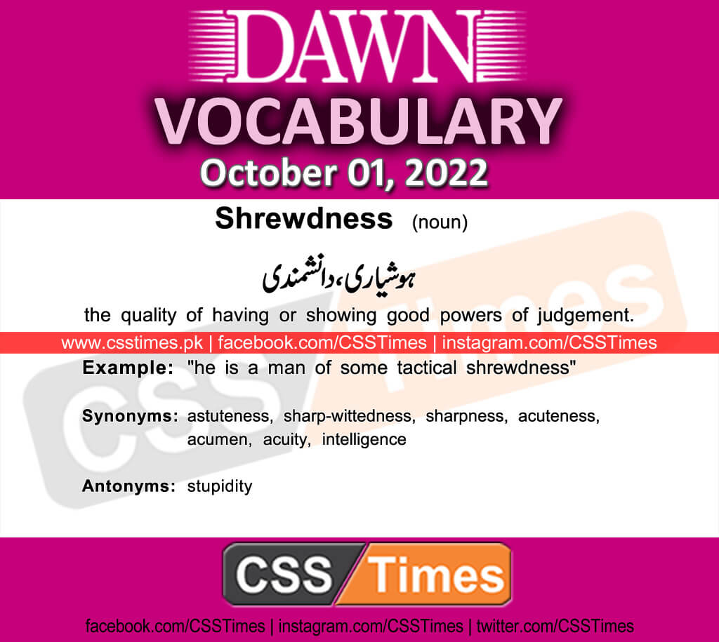 Daily DAWN News Vocabulary with Urdu Meaning (01 October 2022)