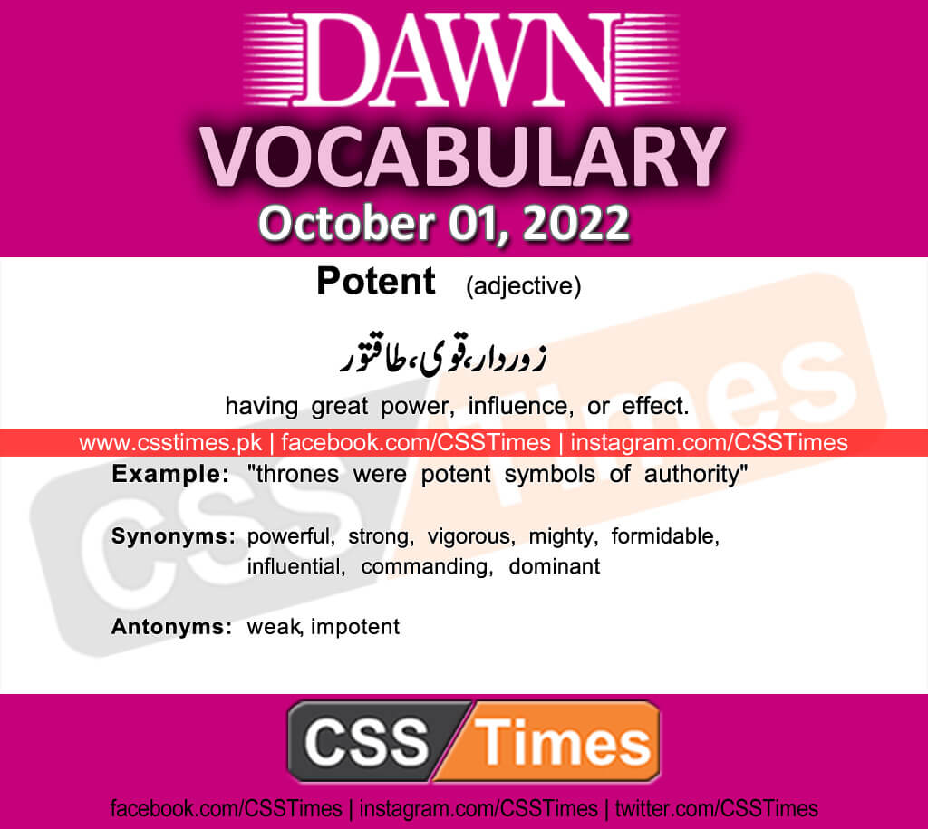 Daily DAWN News Vocabulary with Urdu Meaning (01 October 2022)