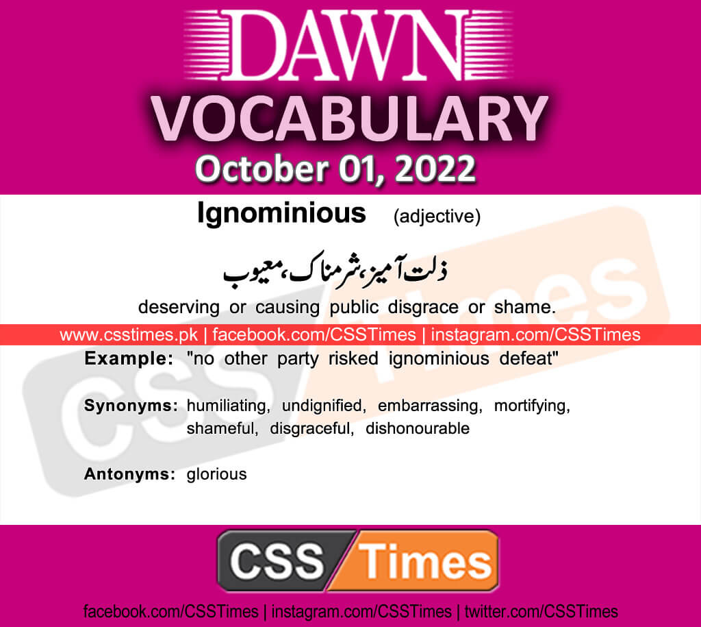 Daily DAWN News Vocabulary with Urdu Meaning (01 October 2022)