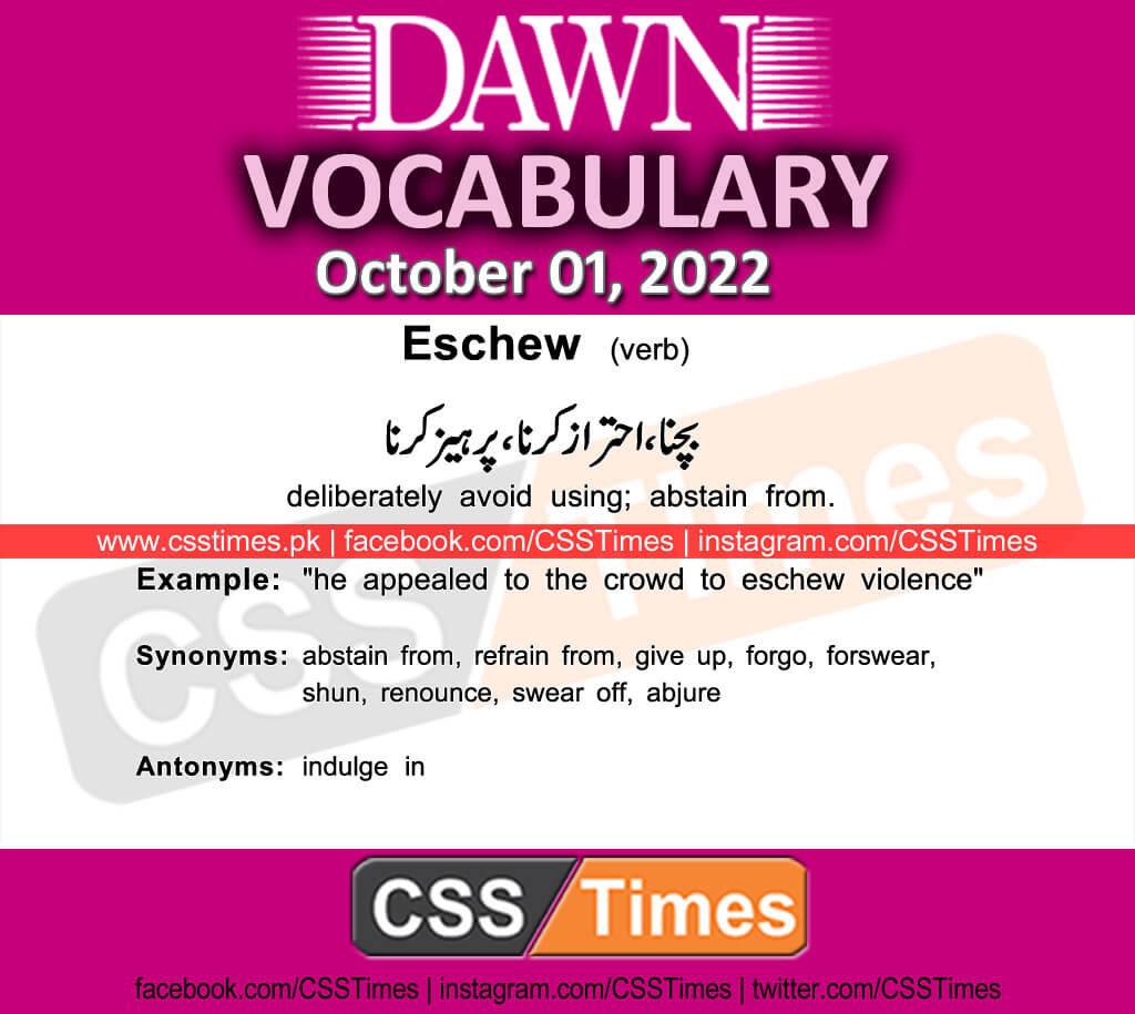 Daily DAWN News Vocabulary with Urdu Meaning (01 October 2022)